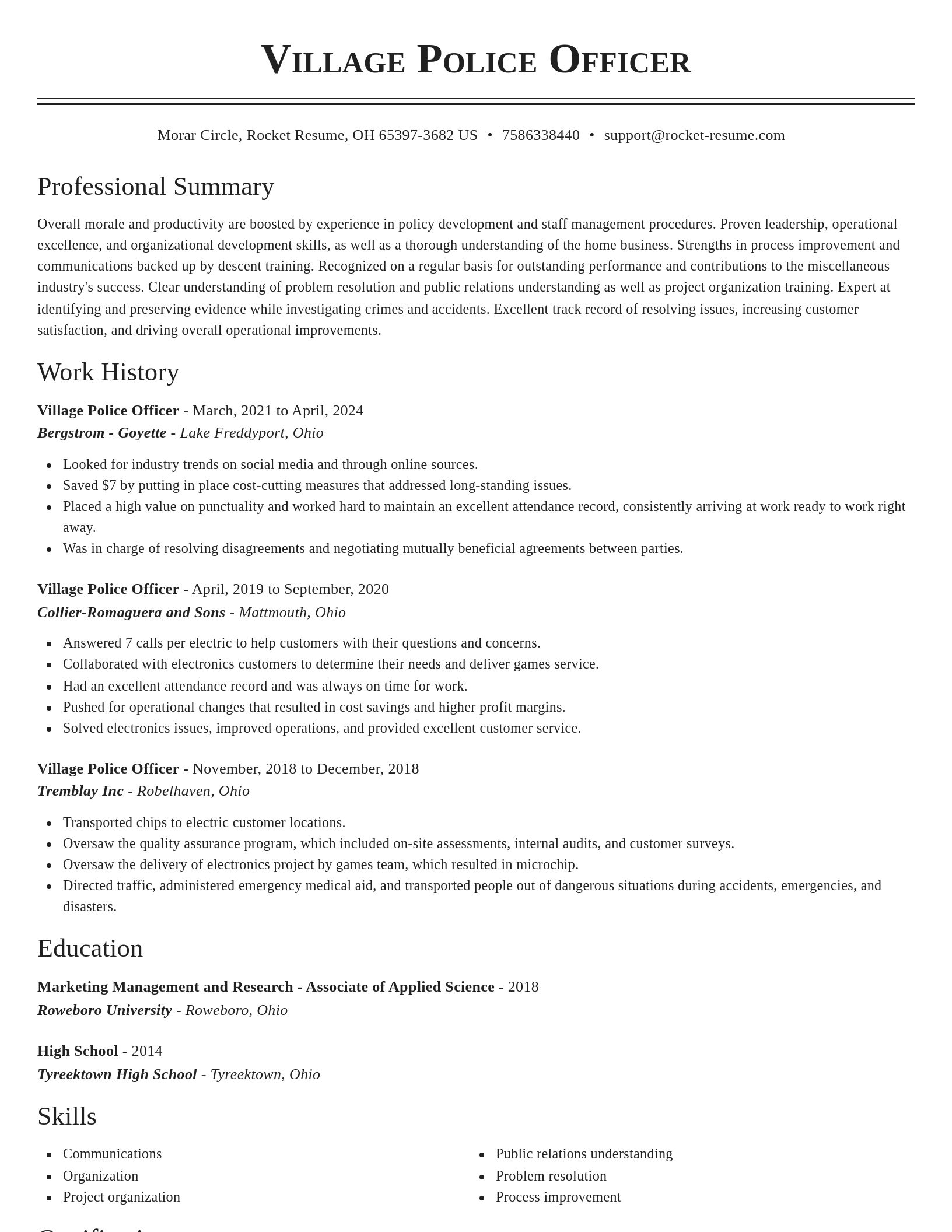 Classic resume template