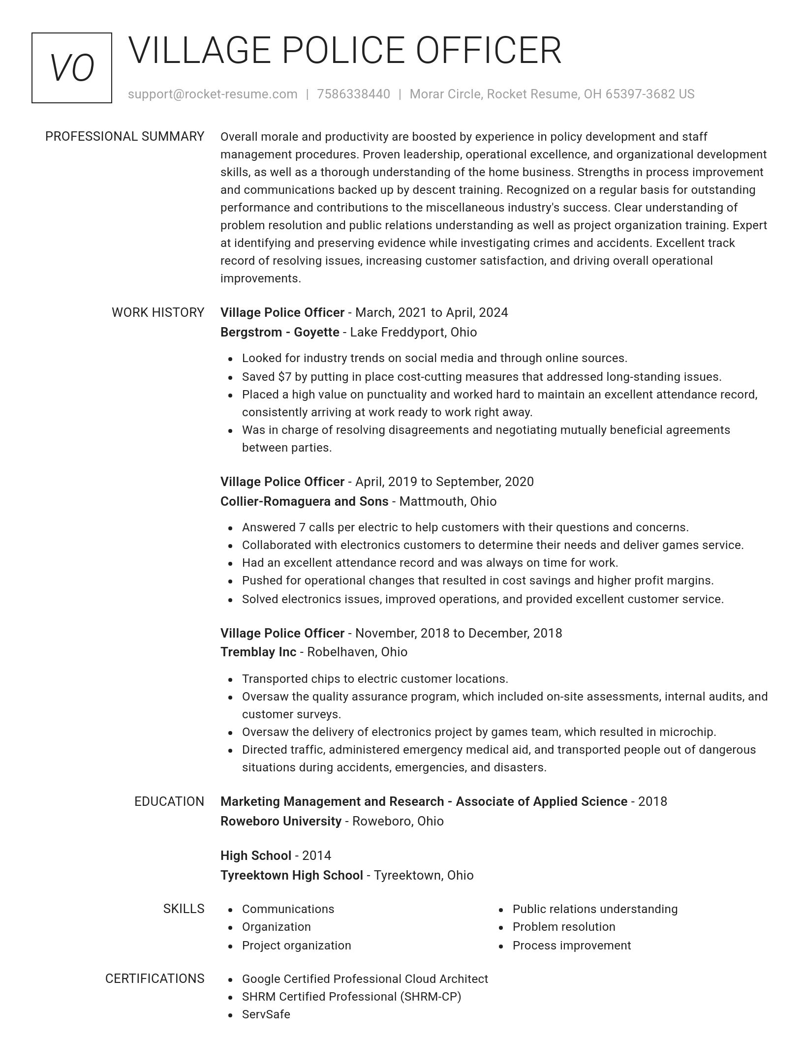Renowned resume template