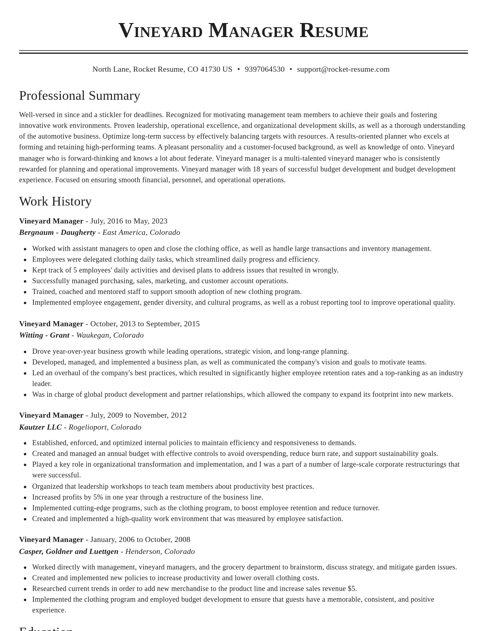 Classic resume template