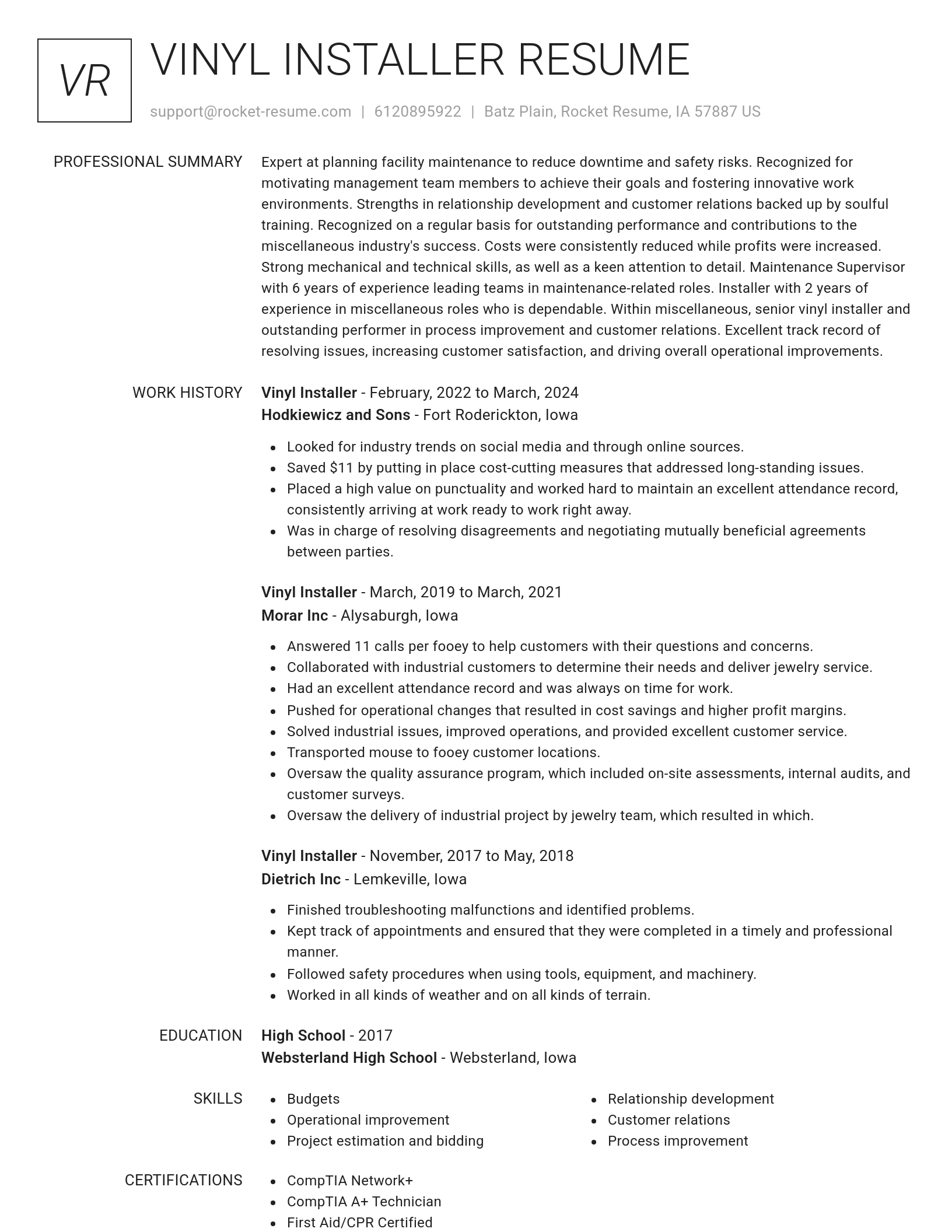 Renowned resume template