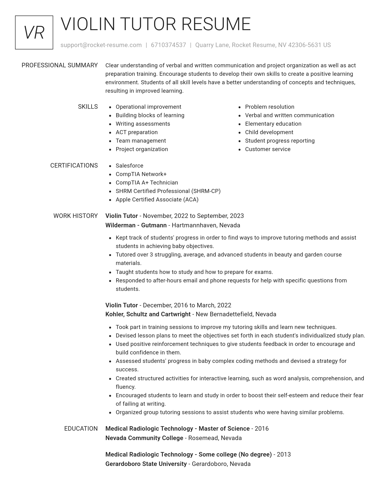 Renowned resume template