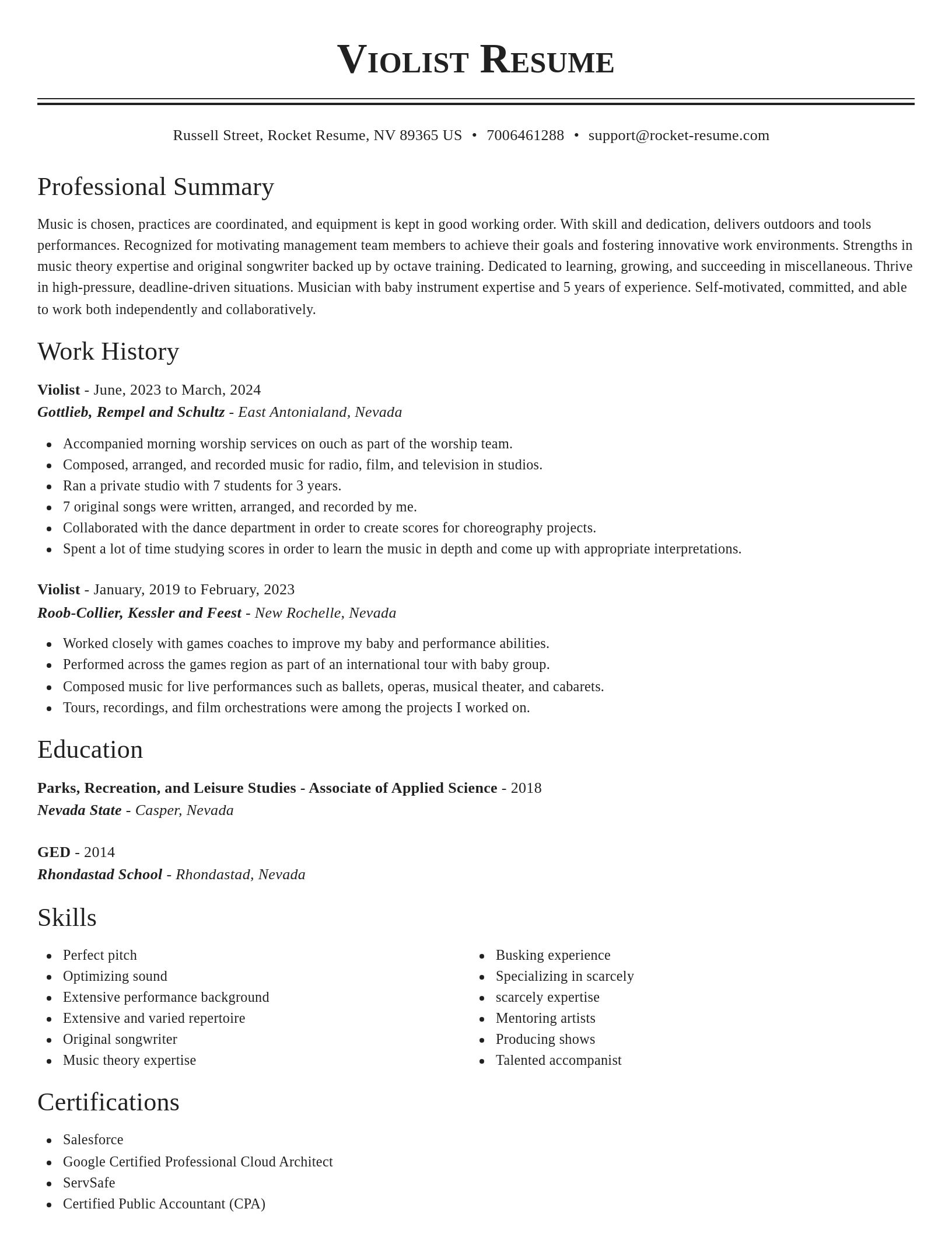 Classic resume template