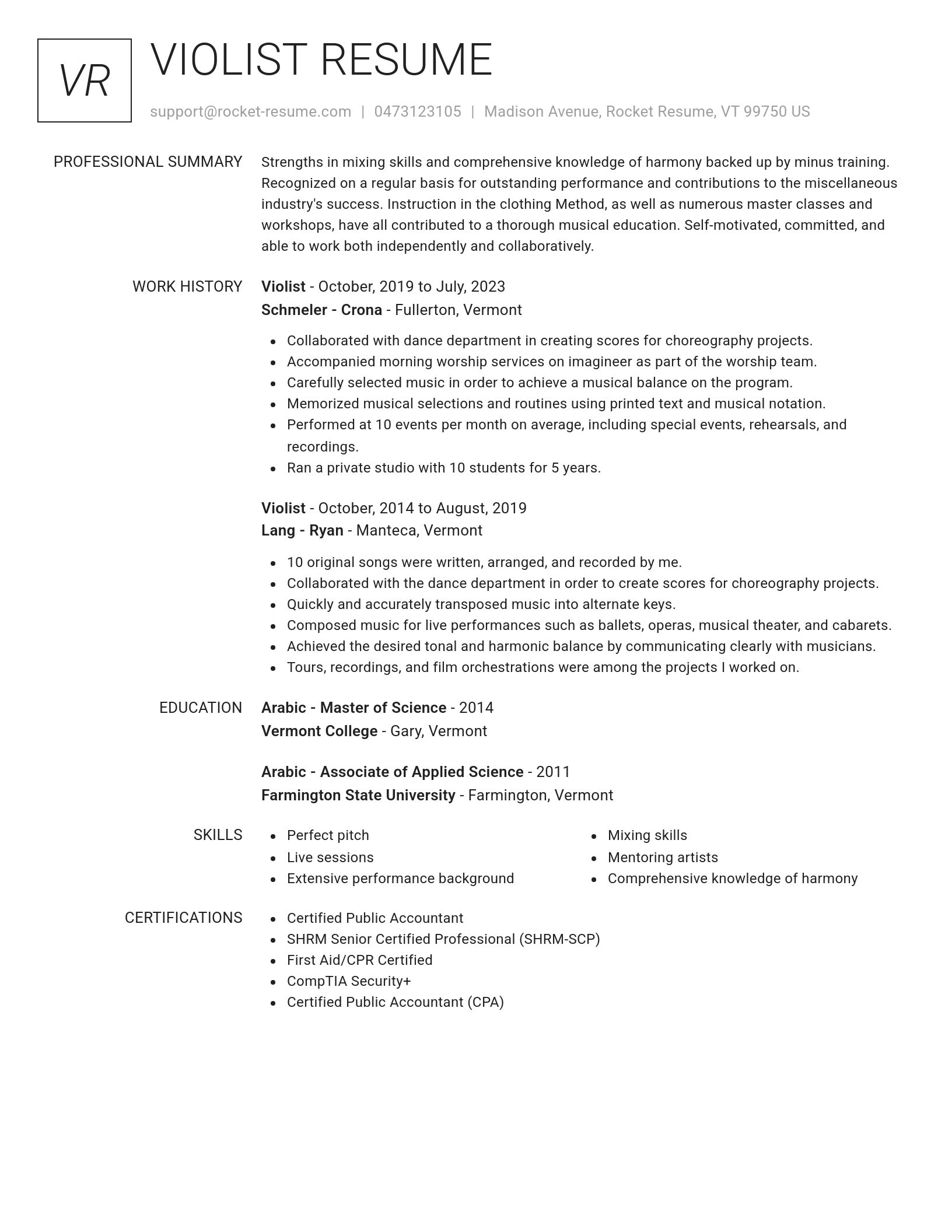 Renowned resume template