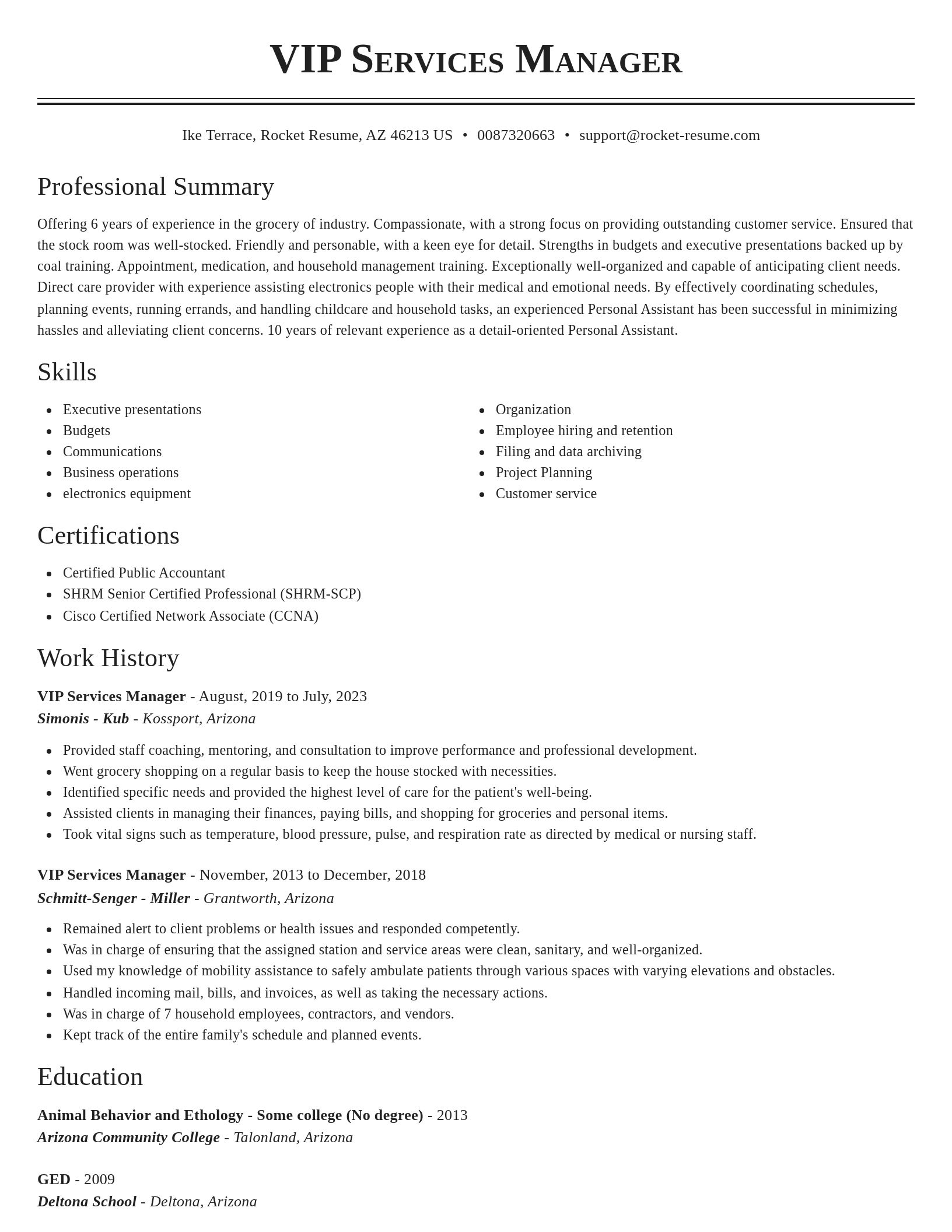 Classic resume template