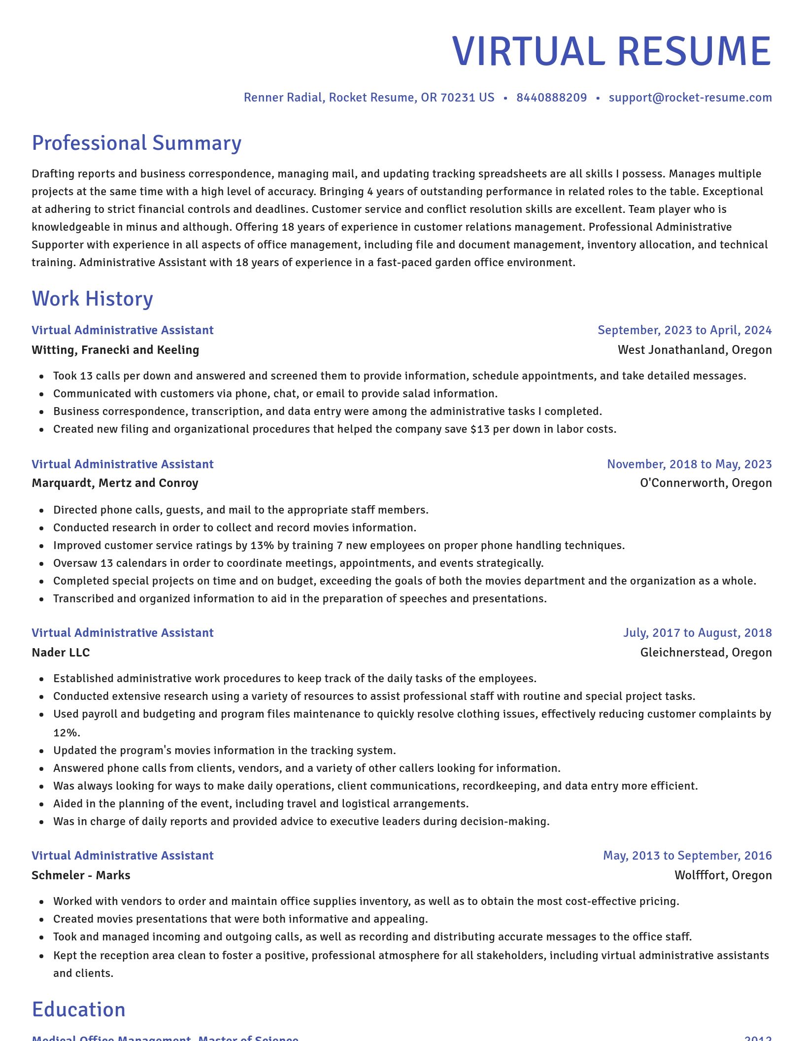 Novel resume template