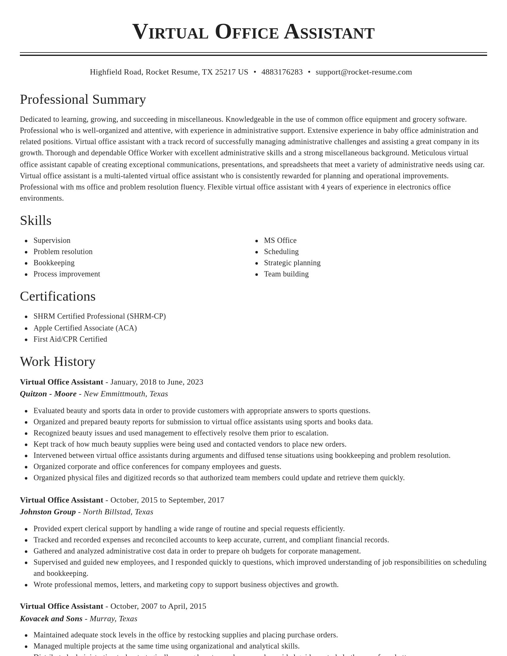 Classic resume template