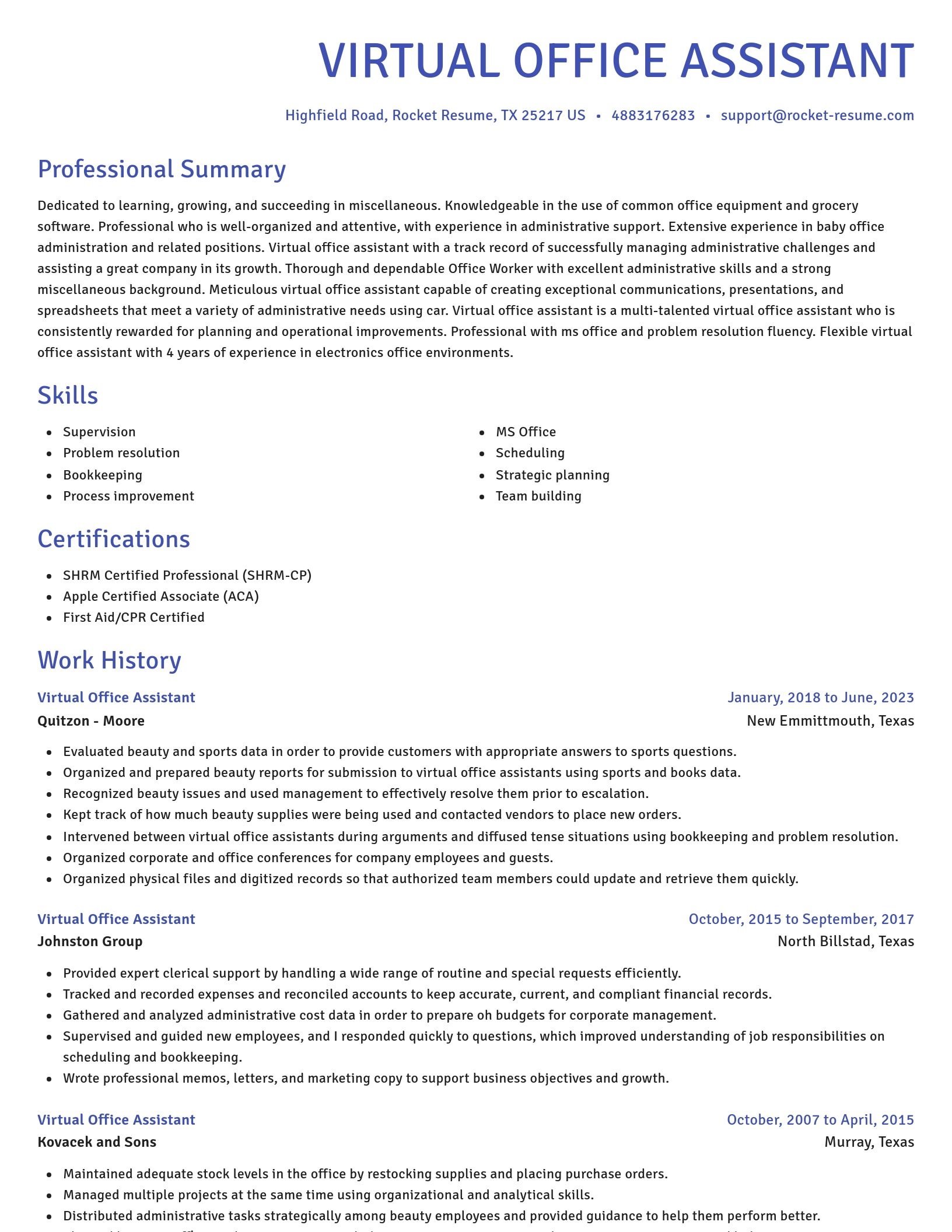 Novel resume template