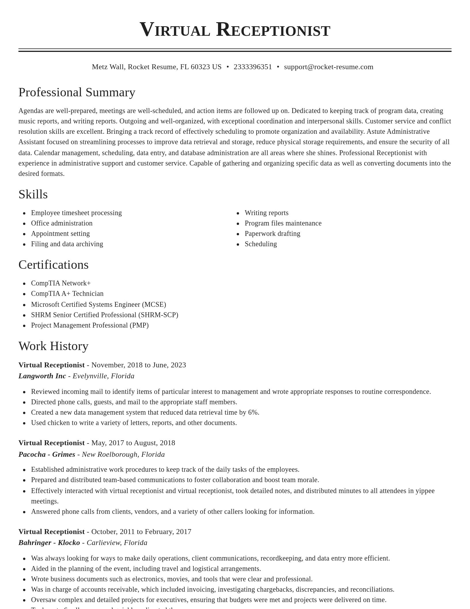 Classic resume template