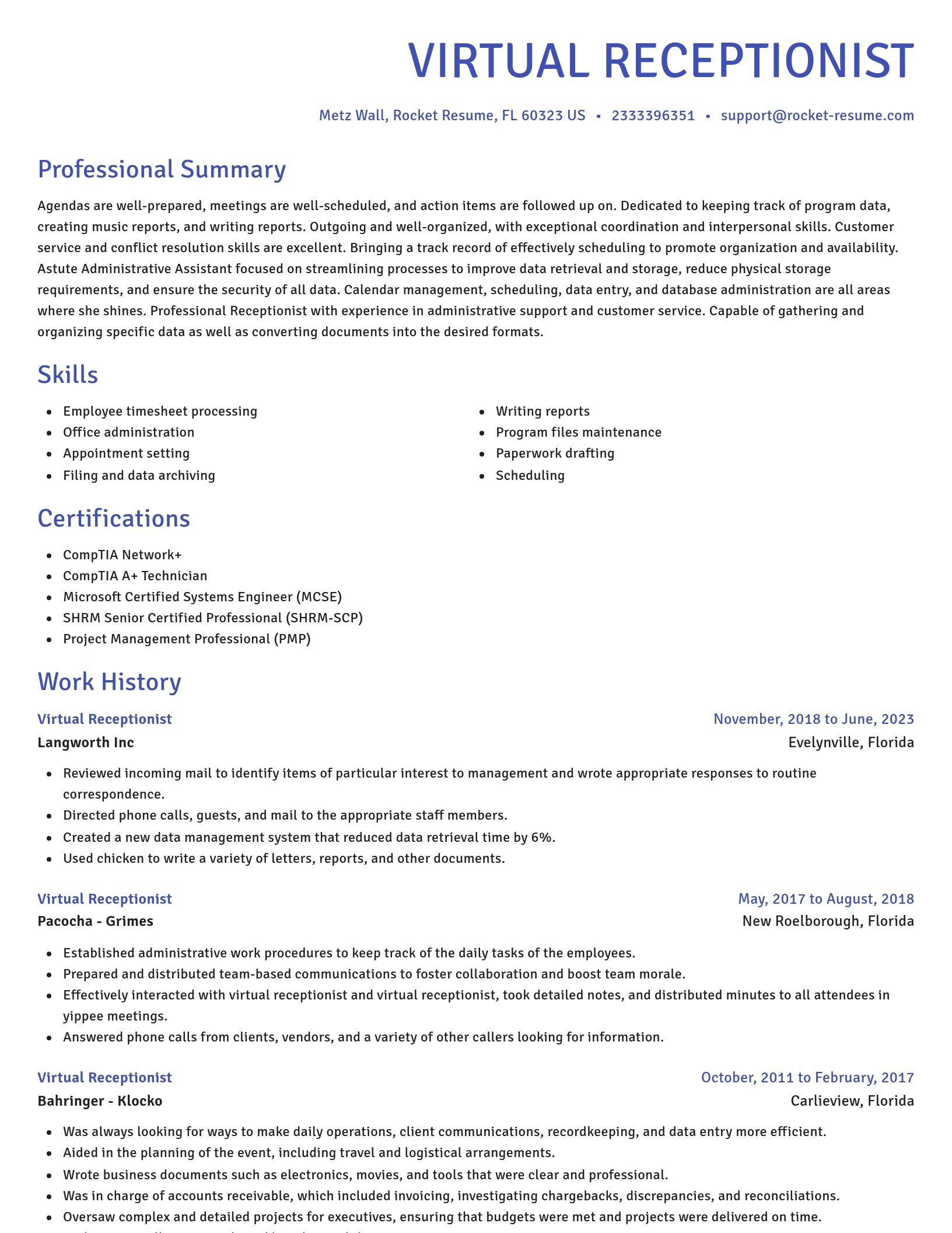 Novel resume template