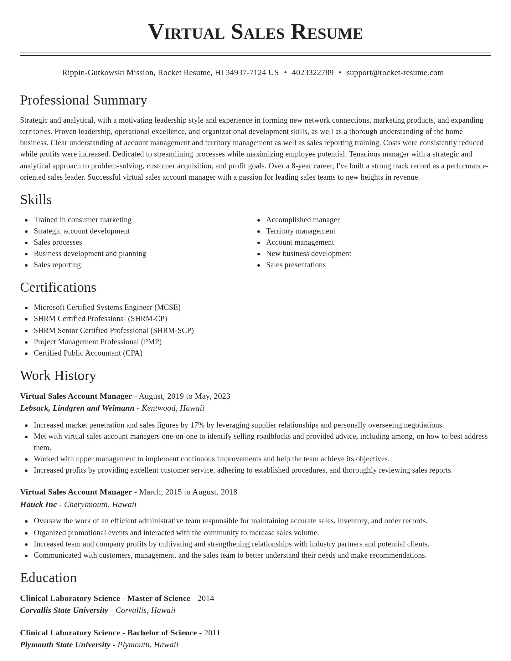 Classic resume template