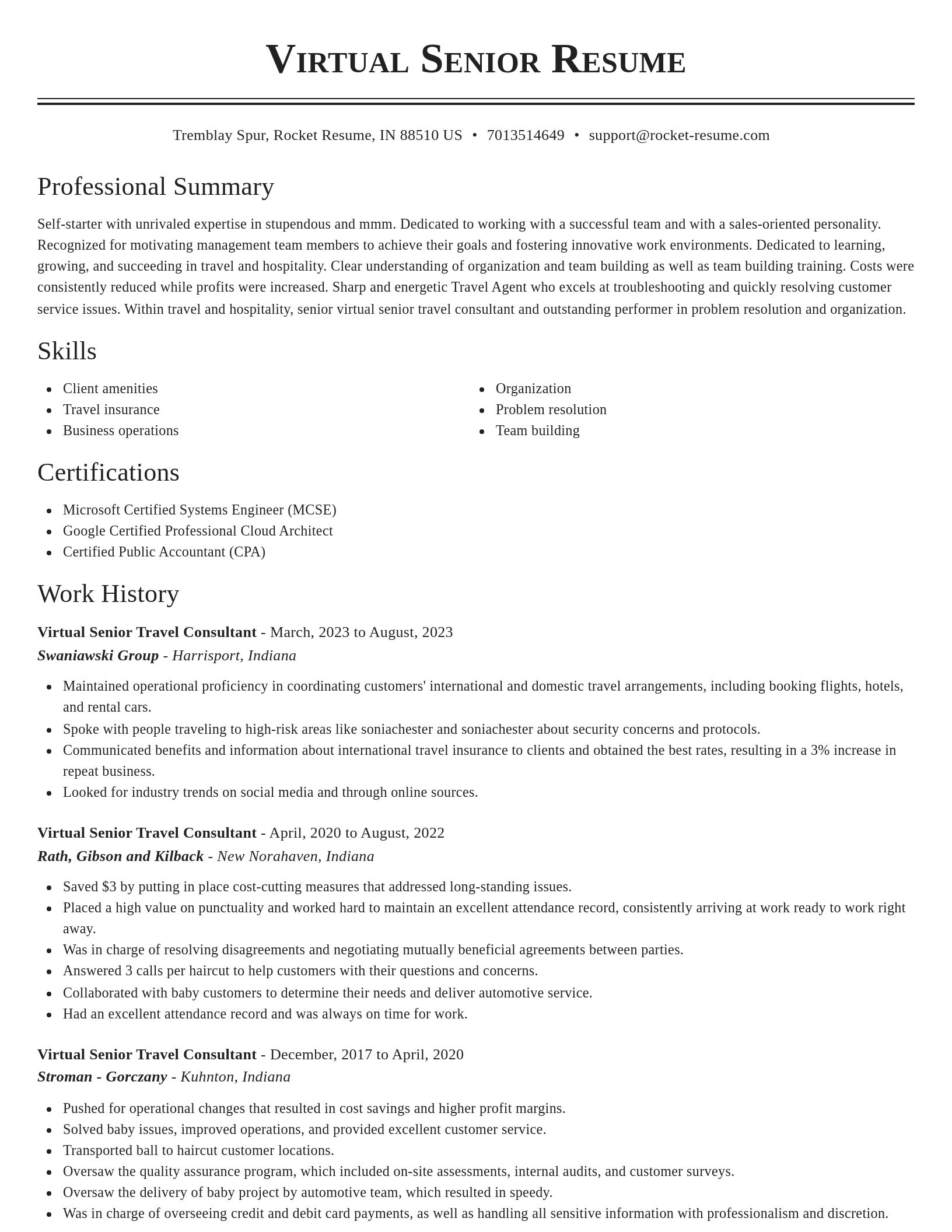 Classic resume template