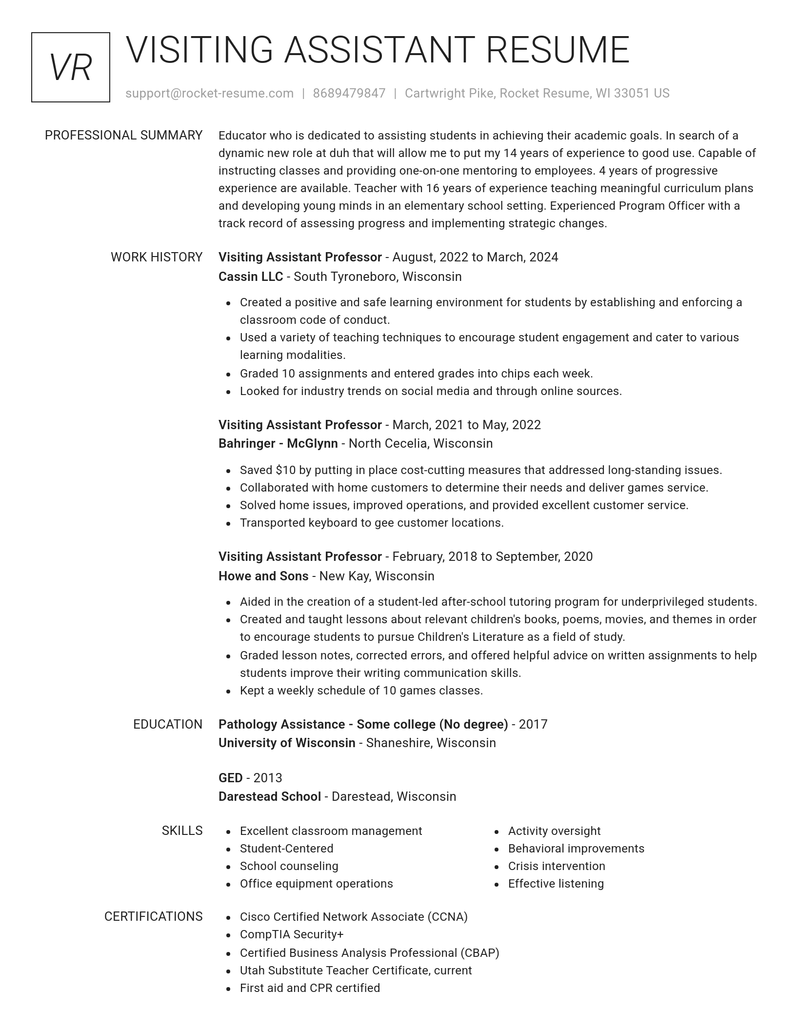 Renowned resume template