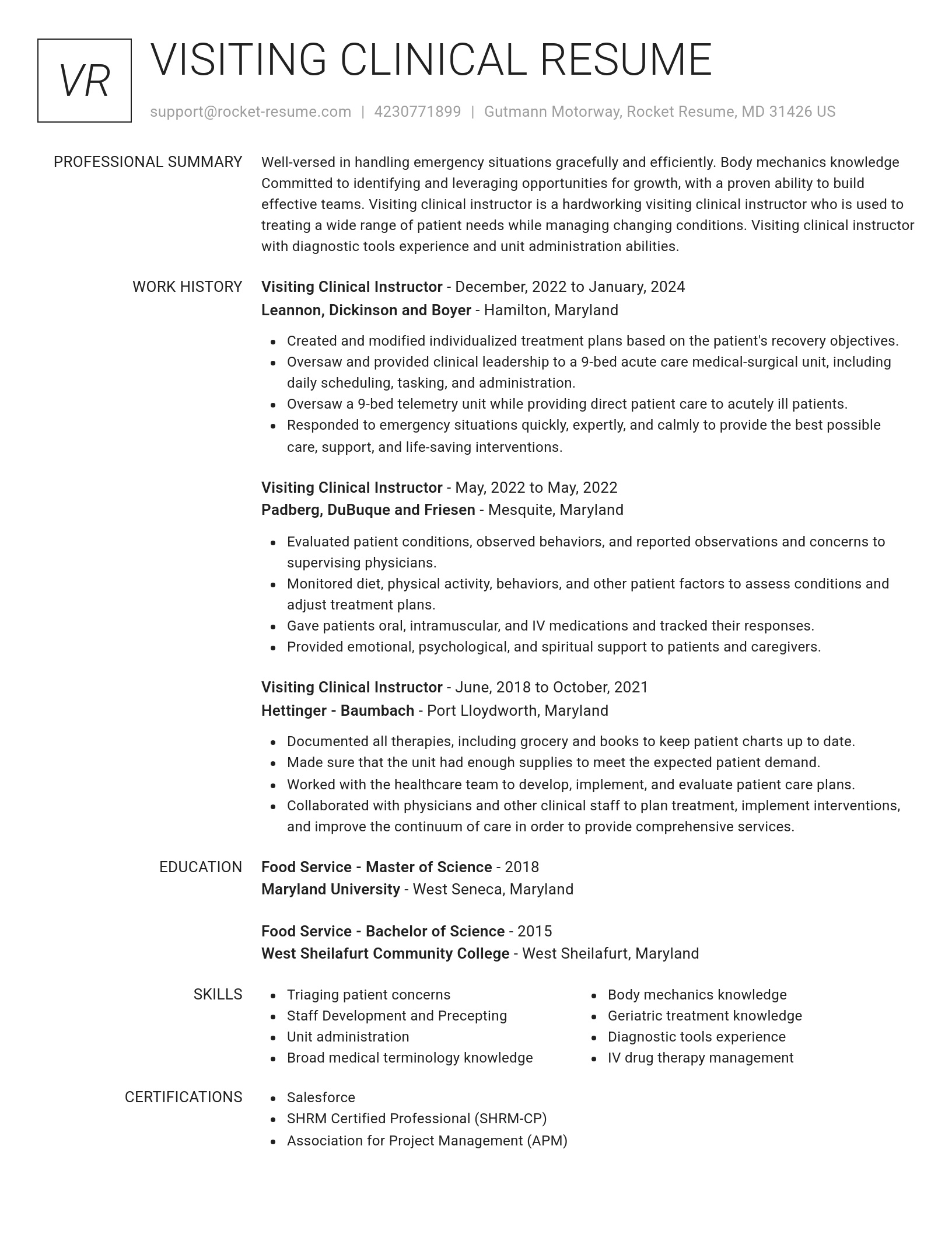 Renowned resume template