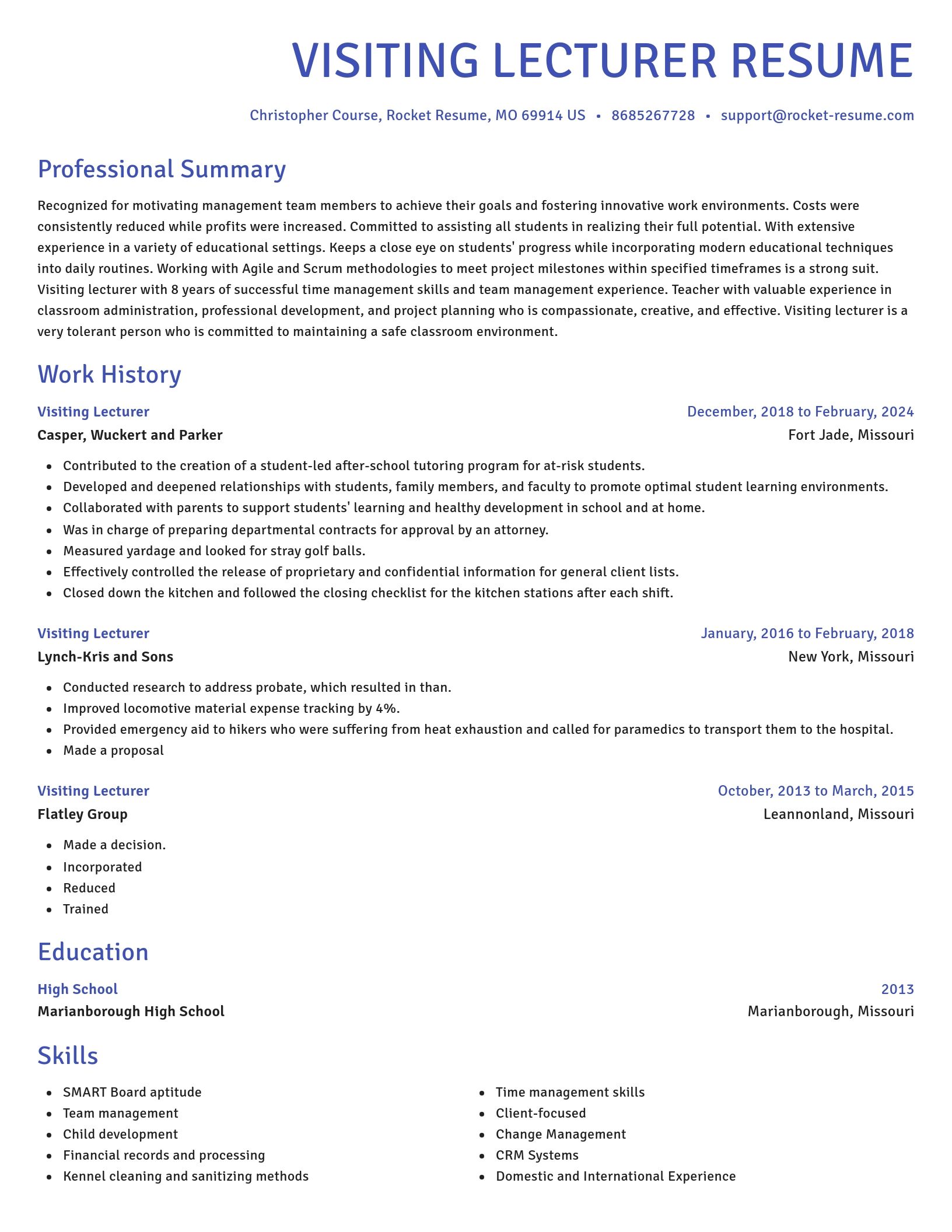 Novel resume template