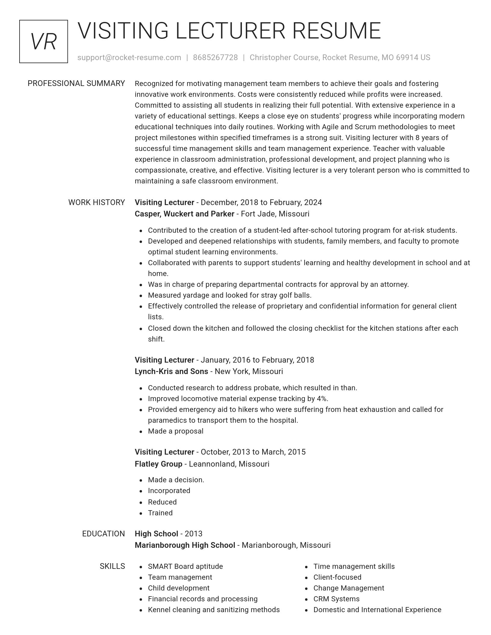Renowned resume template