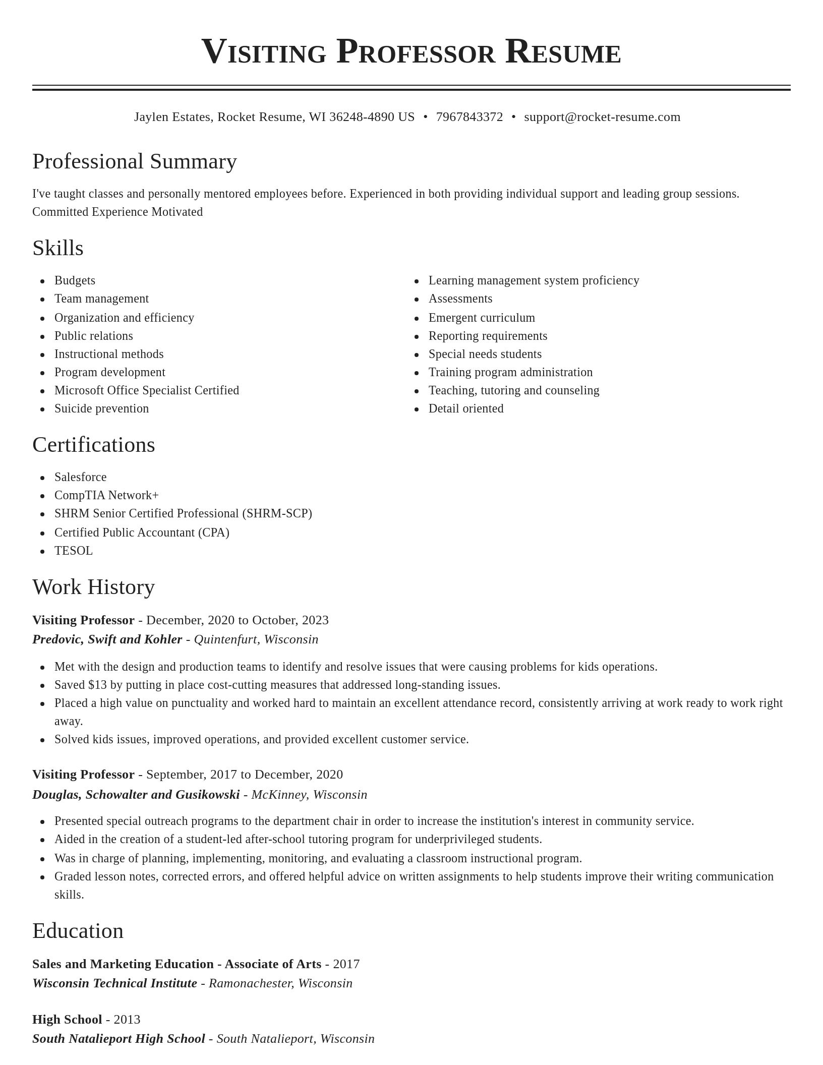 Classic resume template