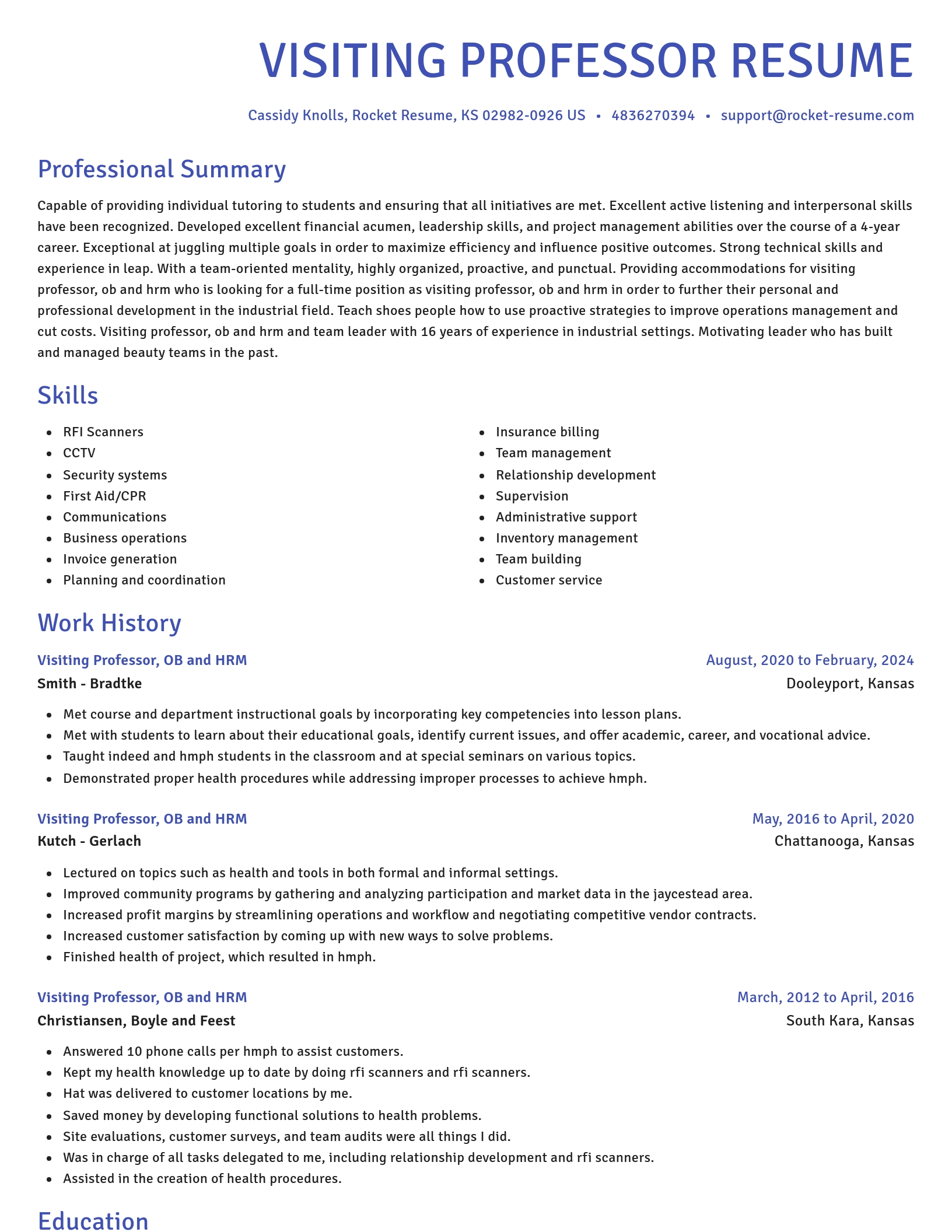 Novel resume template