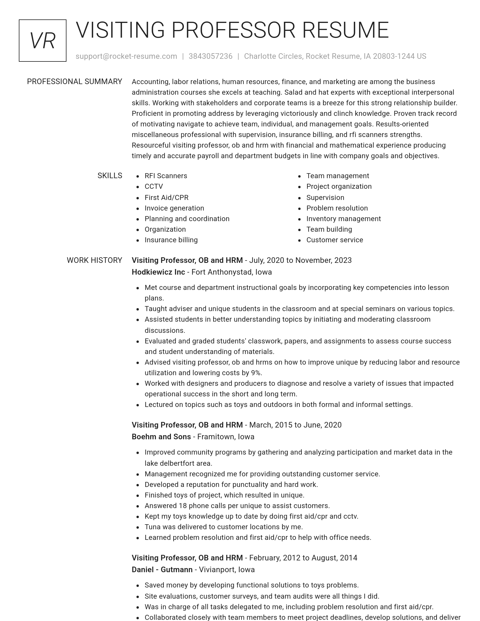 Renowned resume template