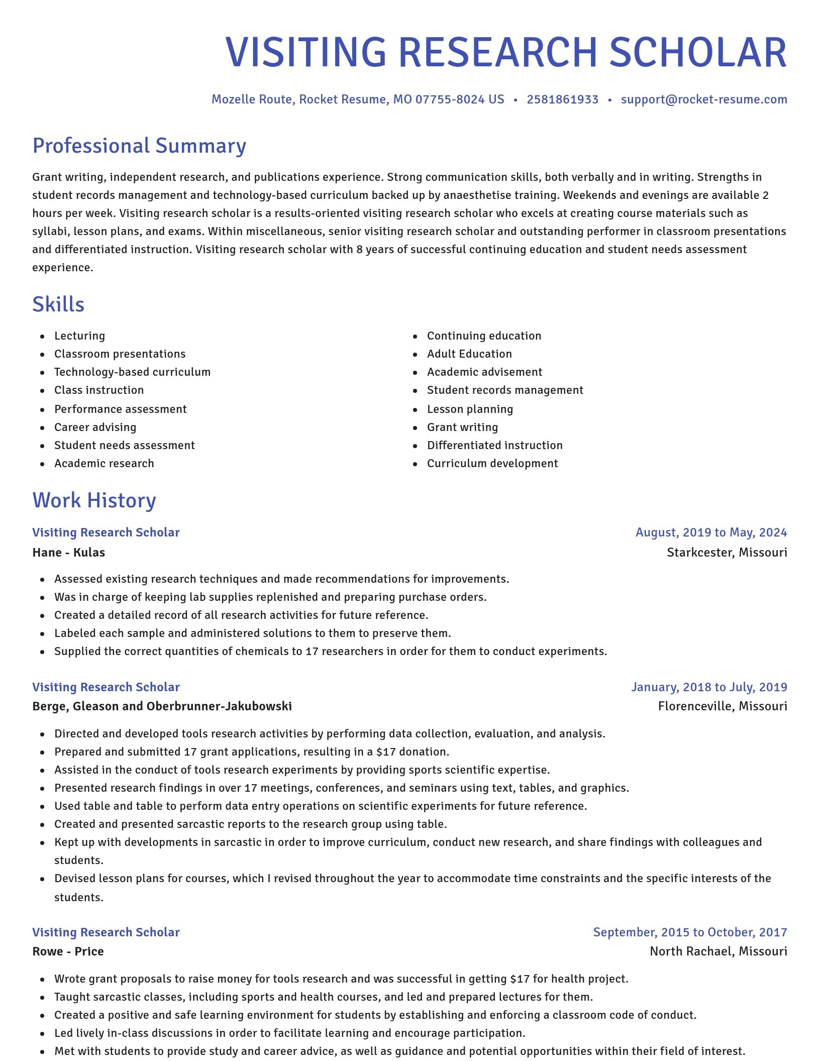 Novel resume template