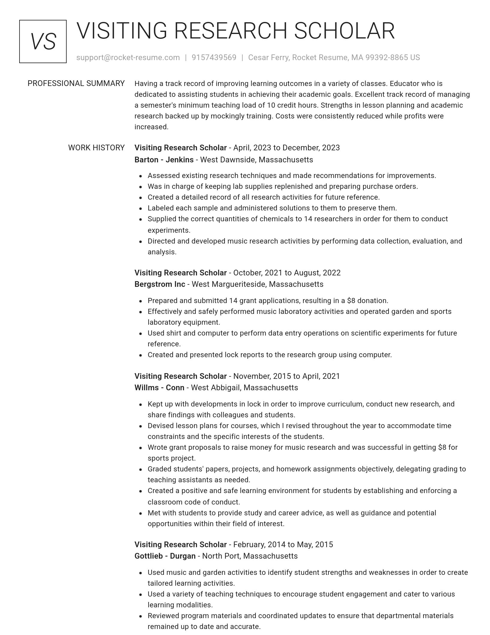Renowned resume template