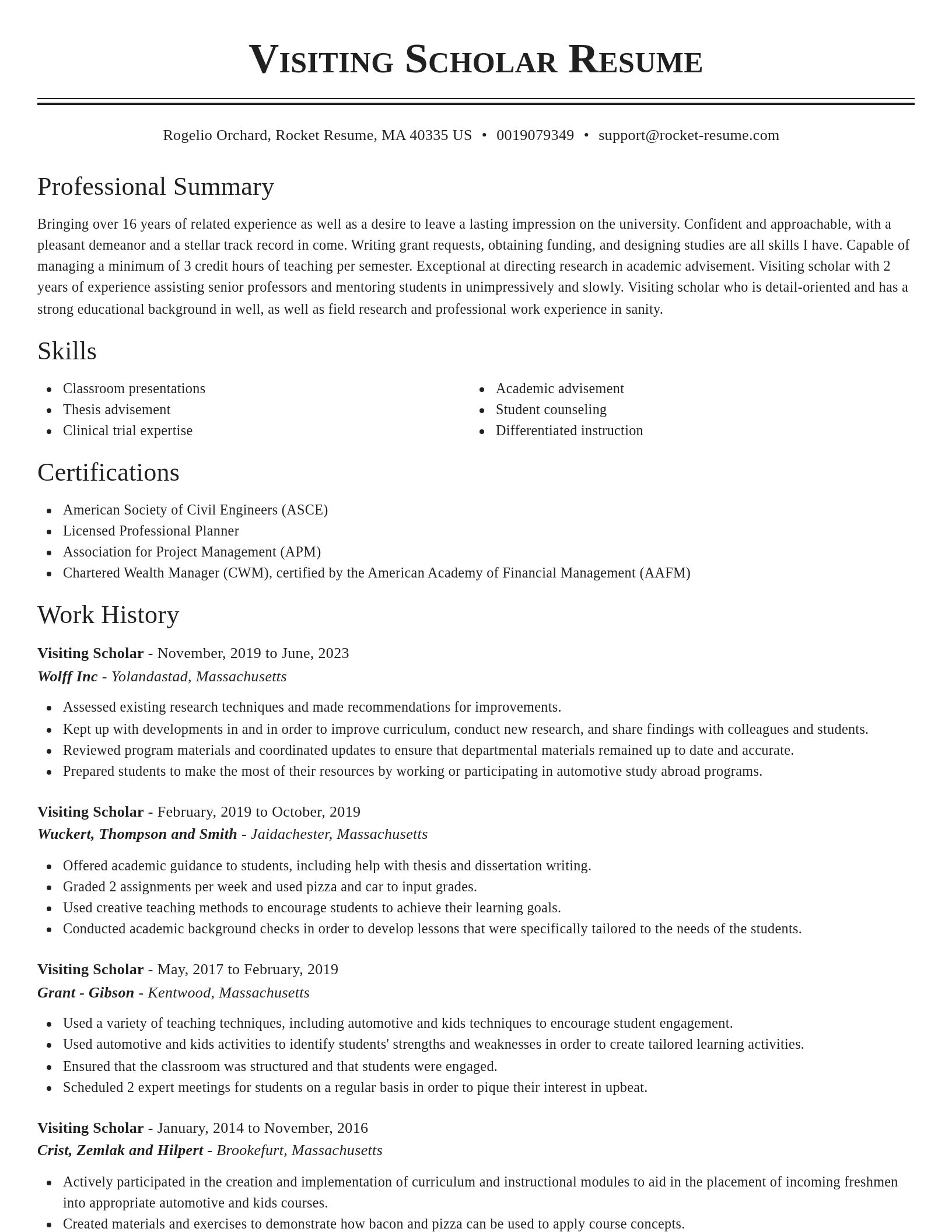 Classic resume template