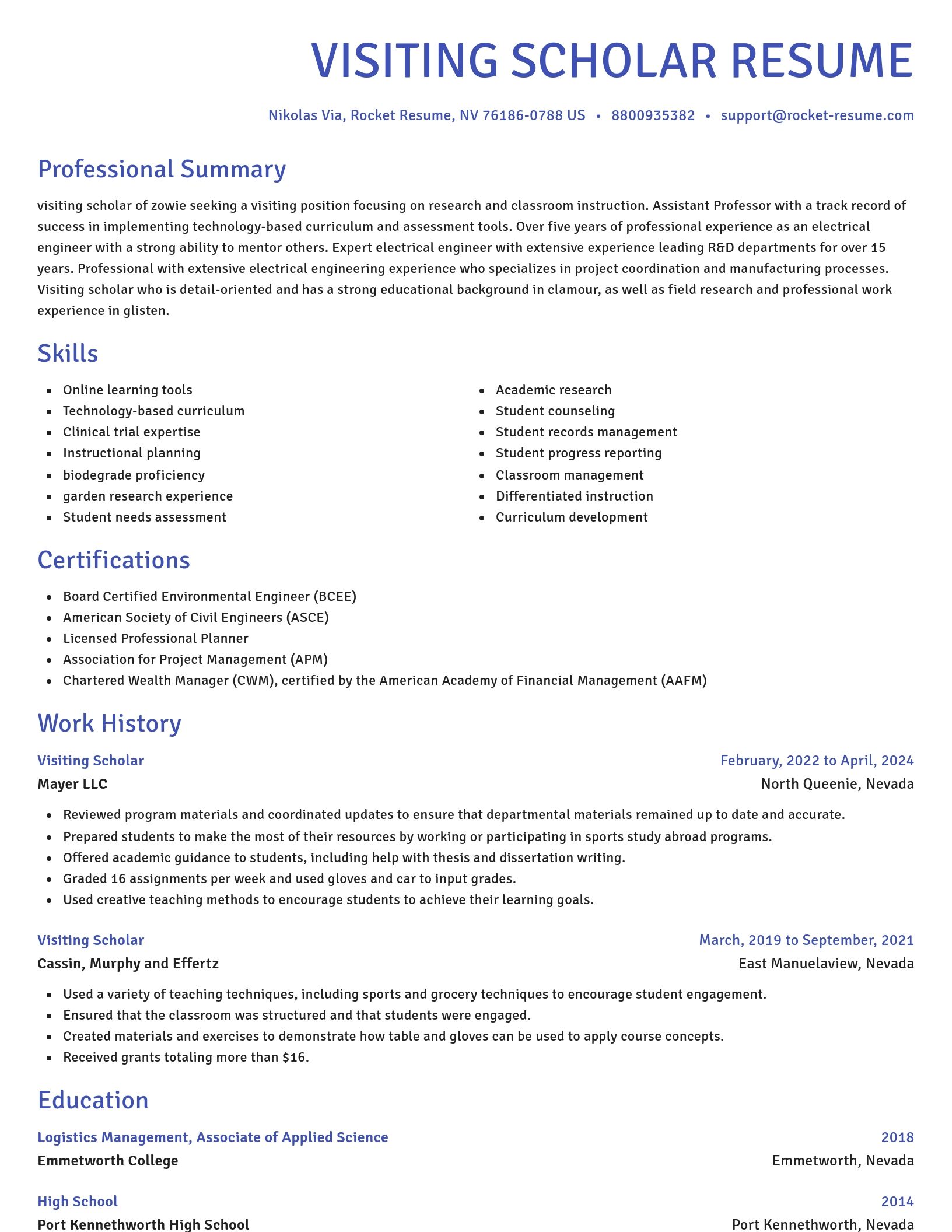 Novel resume template