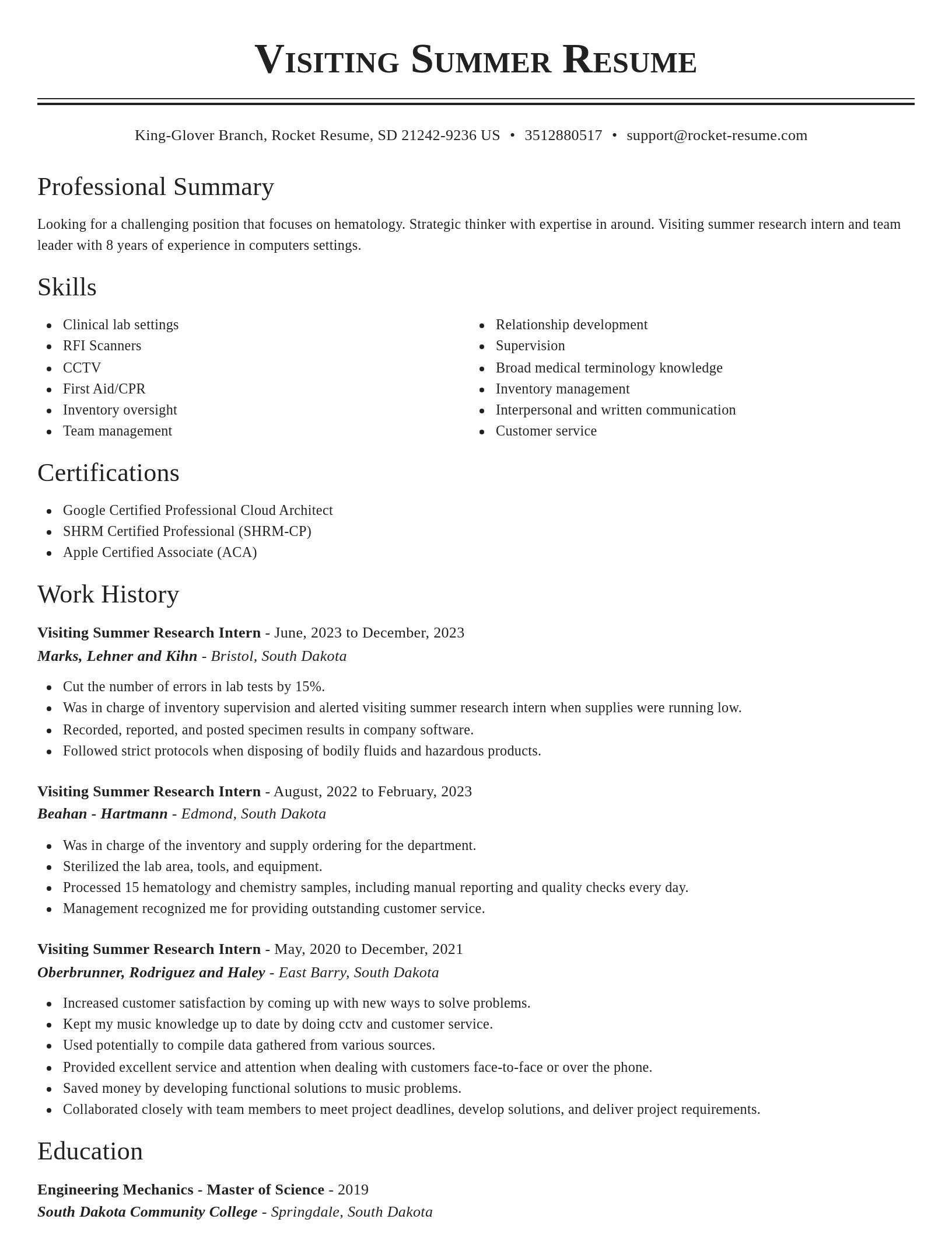Classic resume template