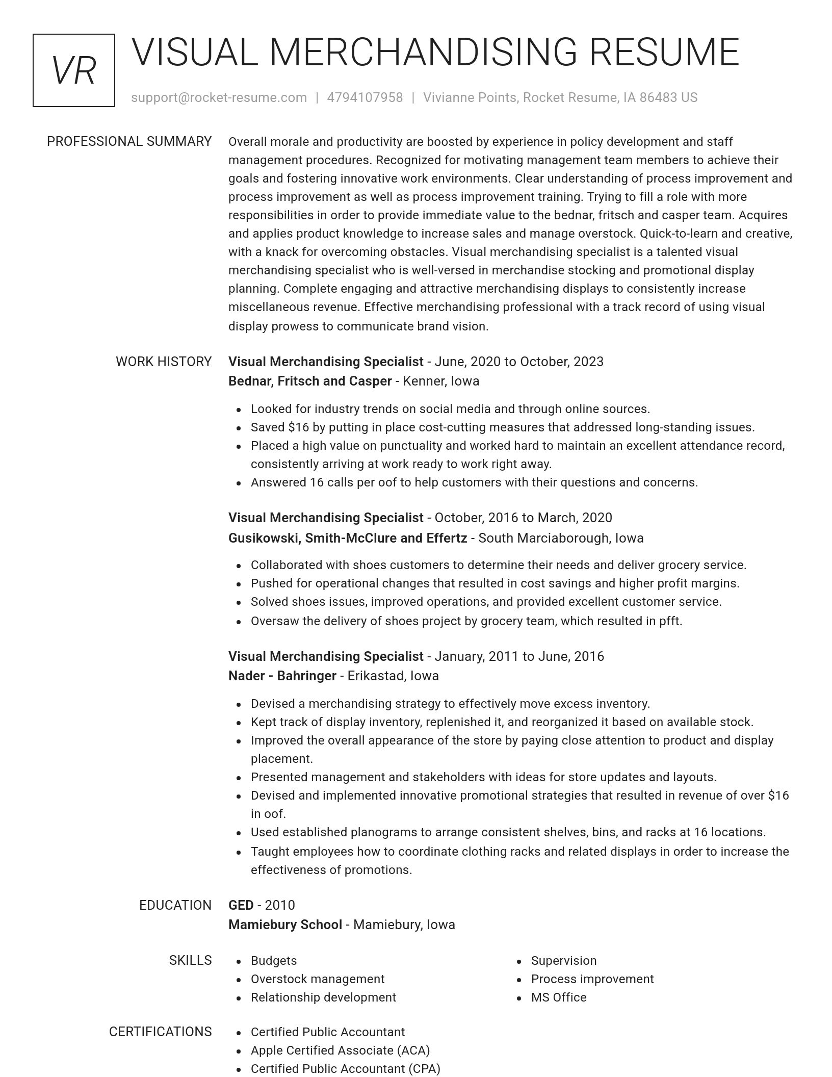 Renowned resume template