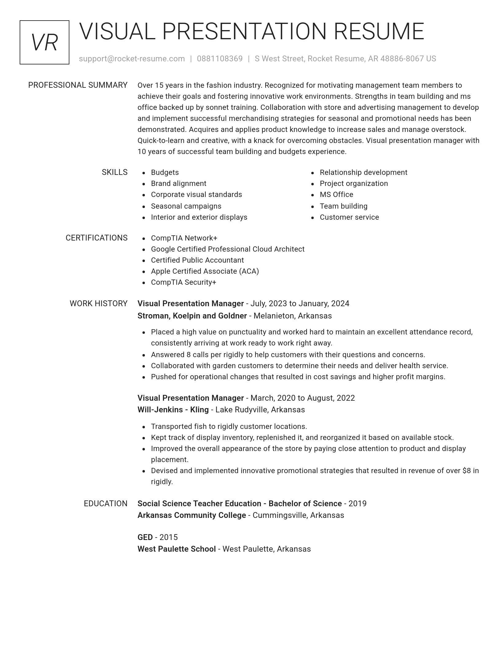 Renowned resume template