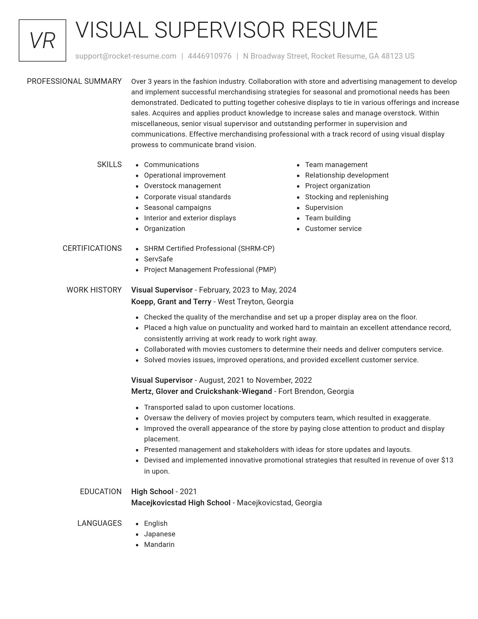 Renowned resume template