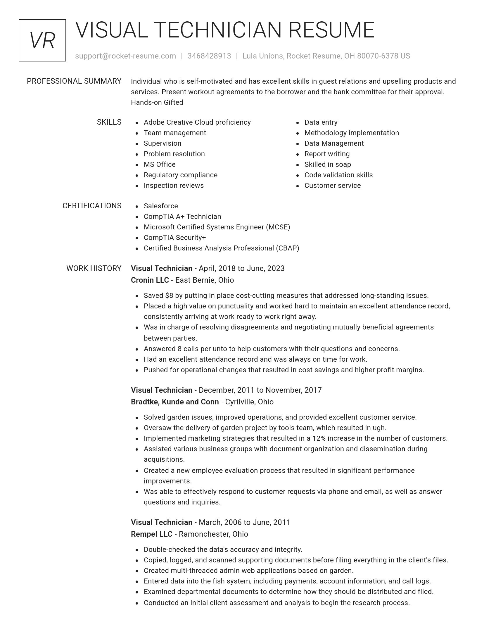 Renowned resume template