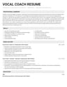 Vocal Coach resume template