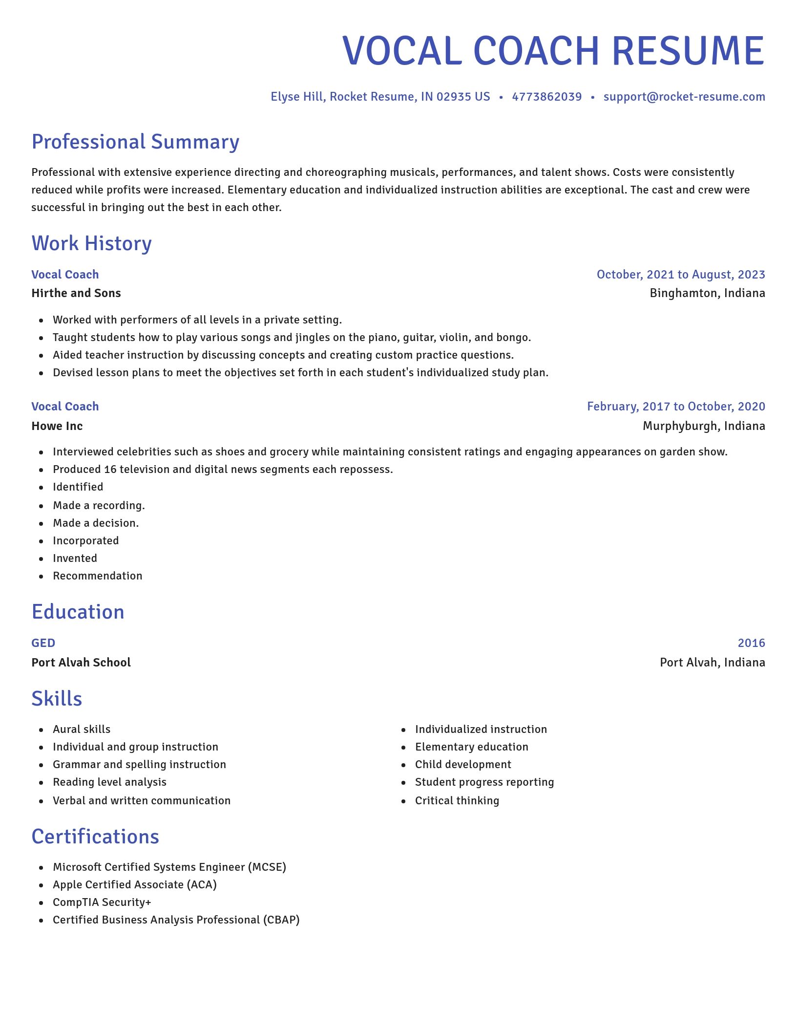 Novel resume template