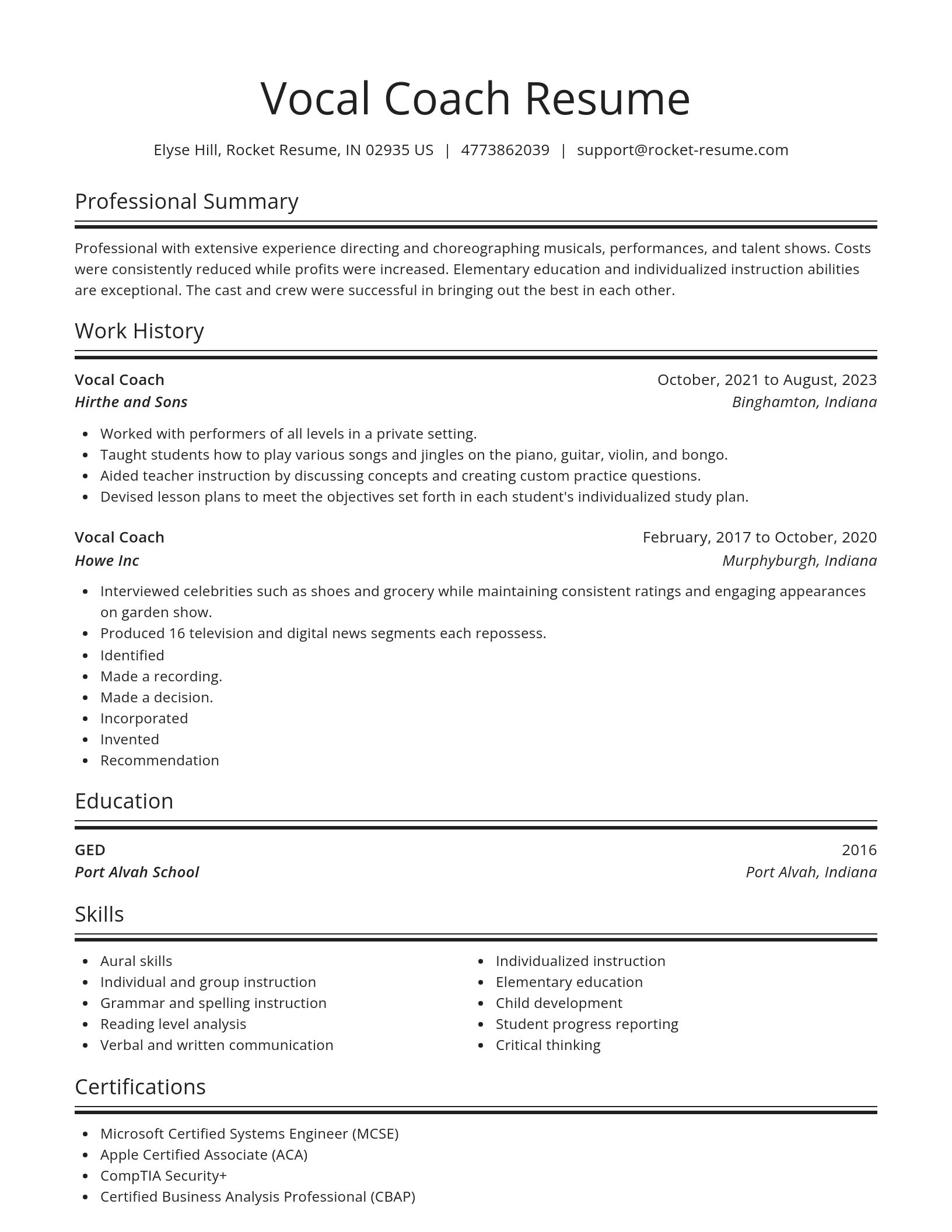 Spotlight resume template