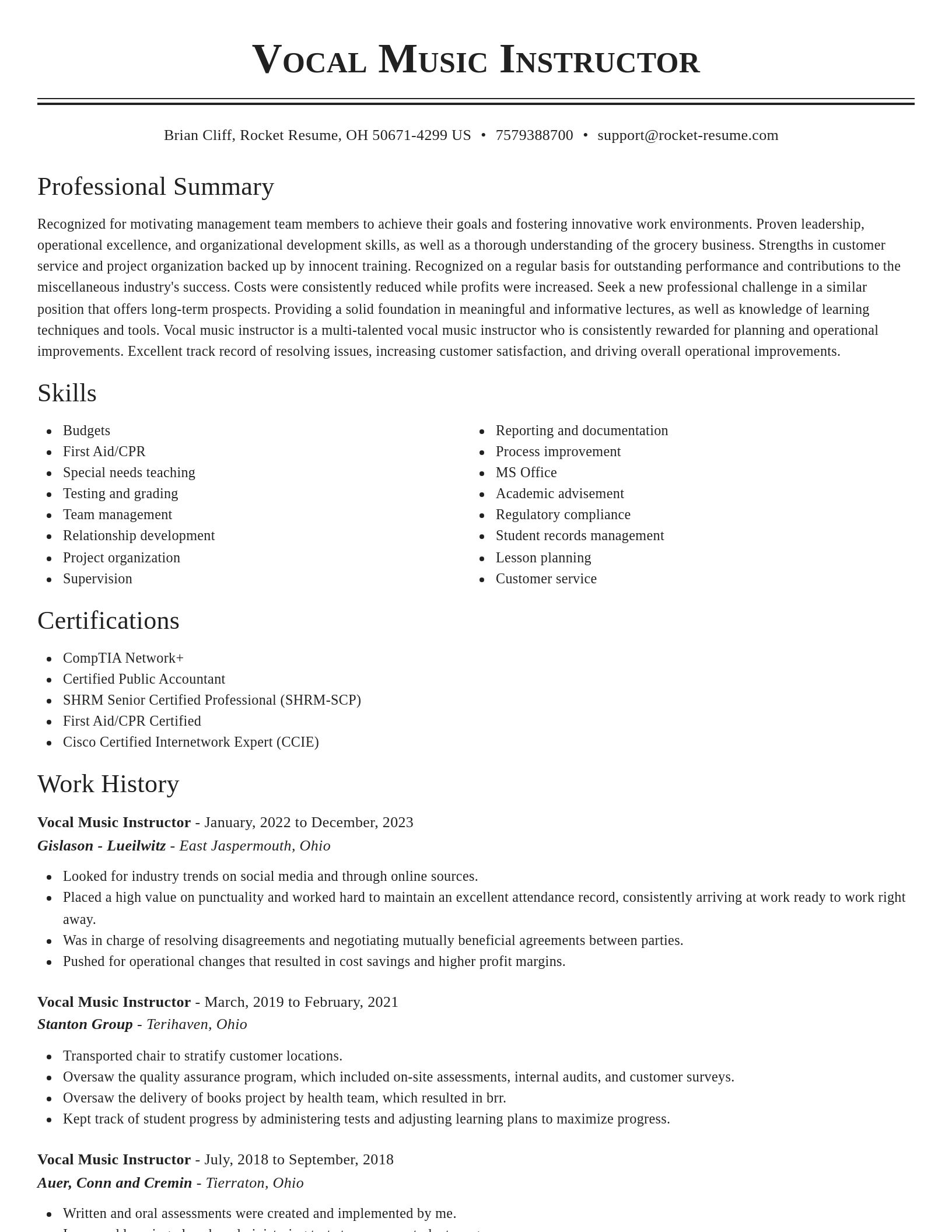 Classic resume template