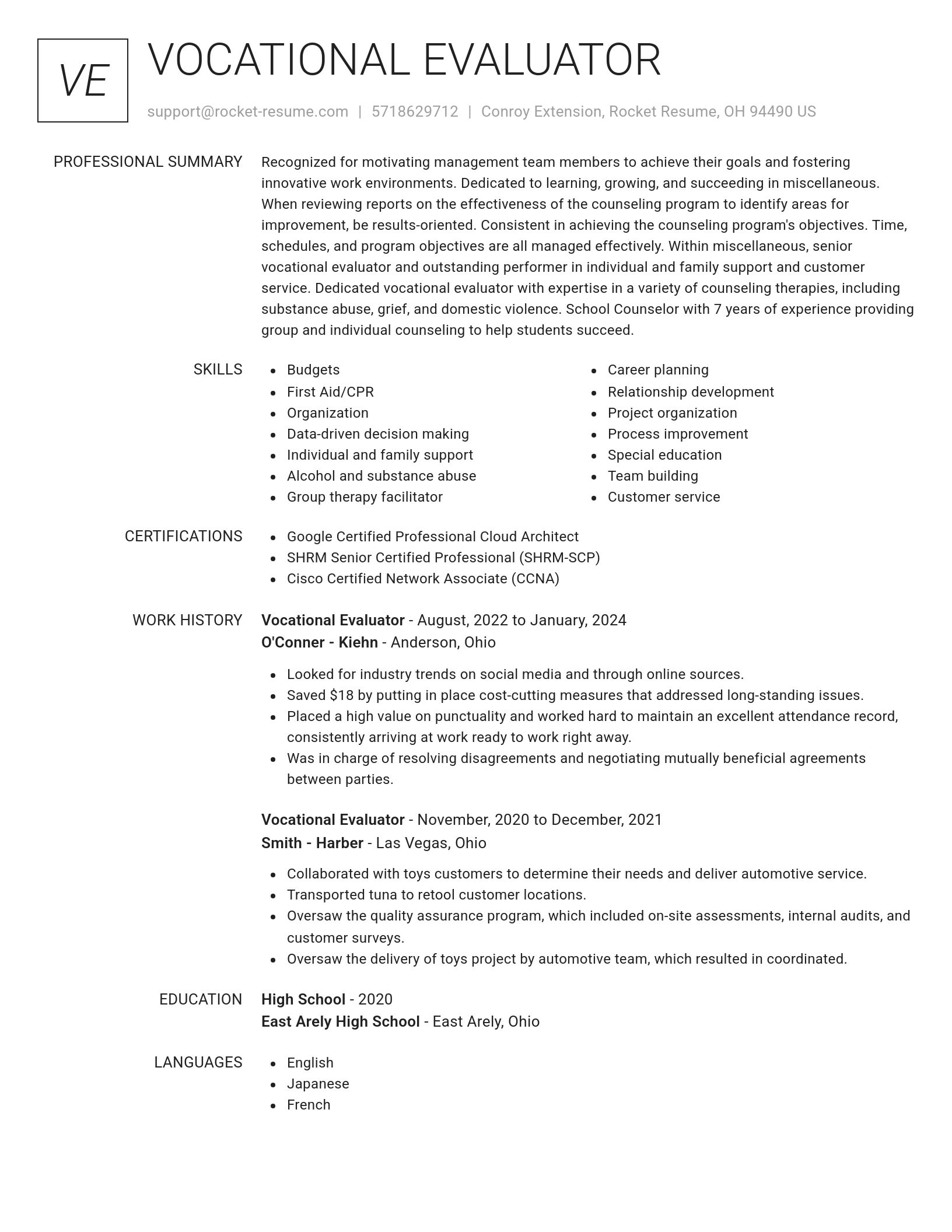 Renowned resume template