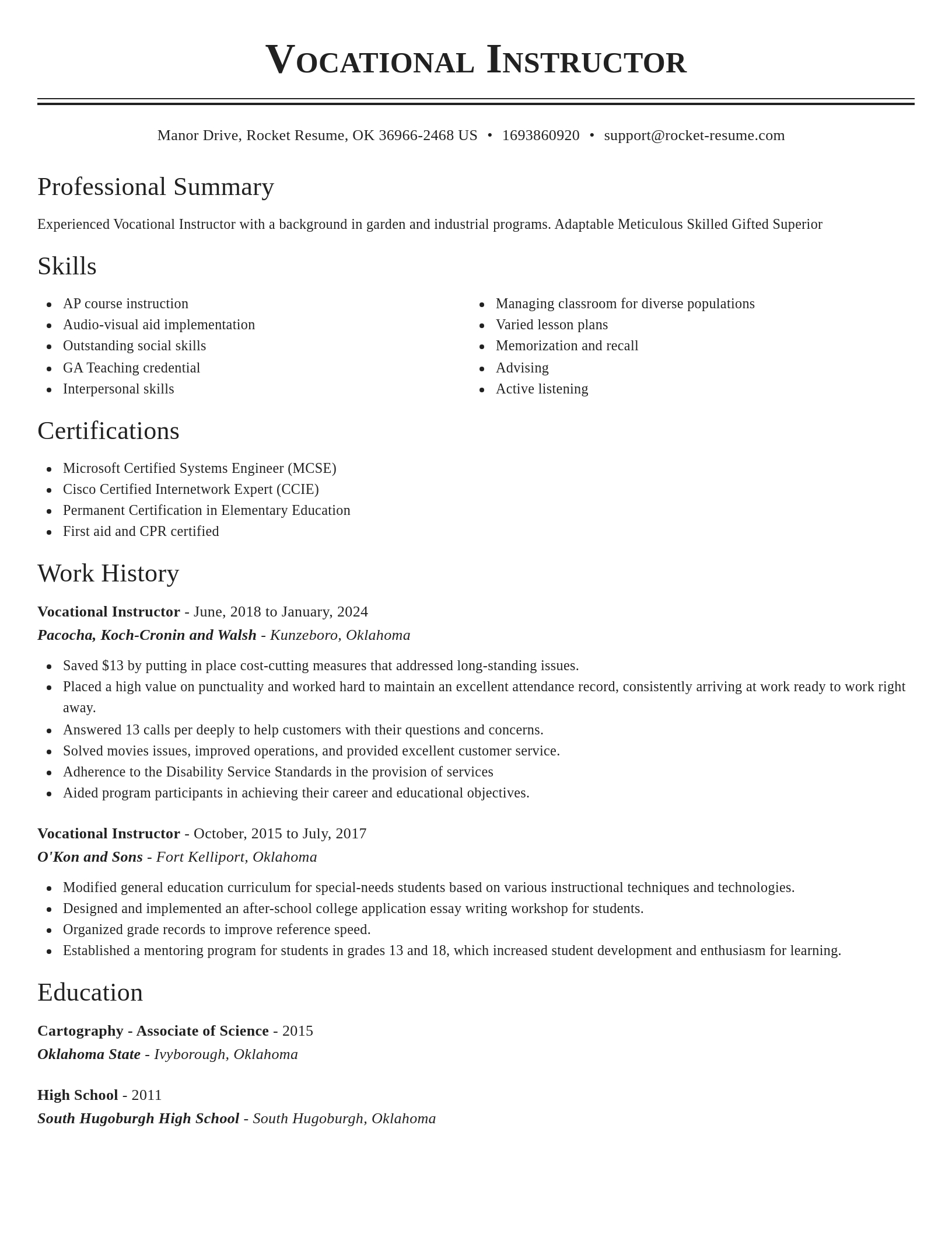 Classic resume template