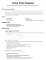 Voice Actor resume template