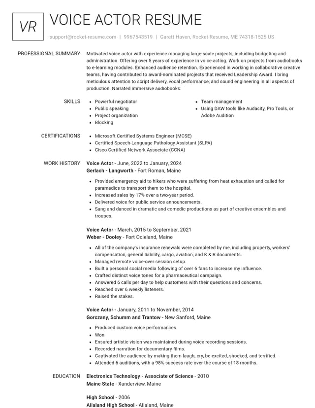 Renowned resume template