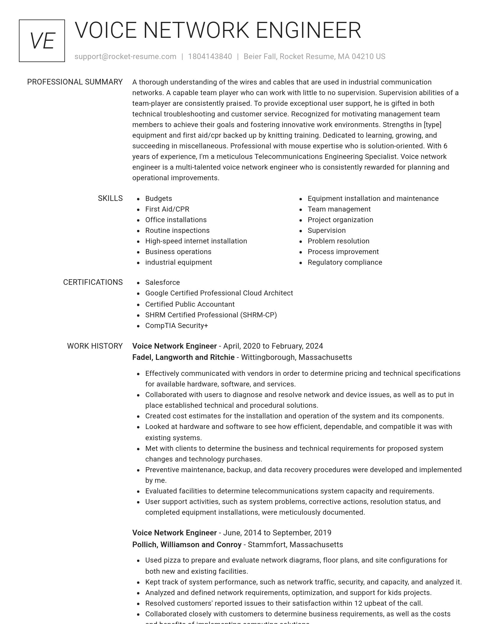 Renowned resume template