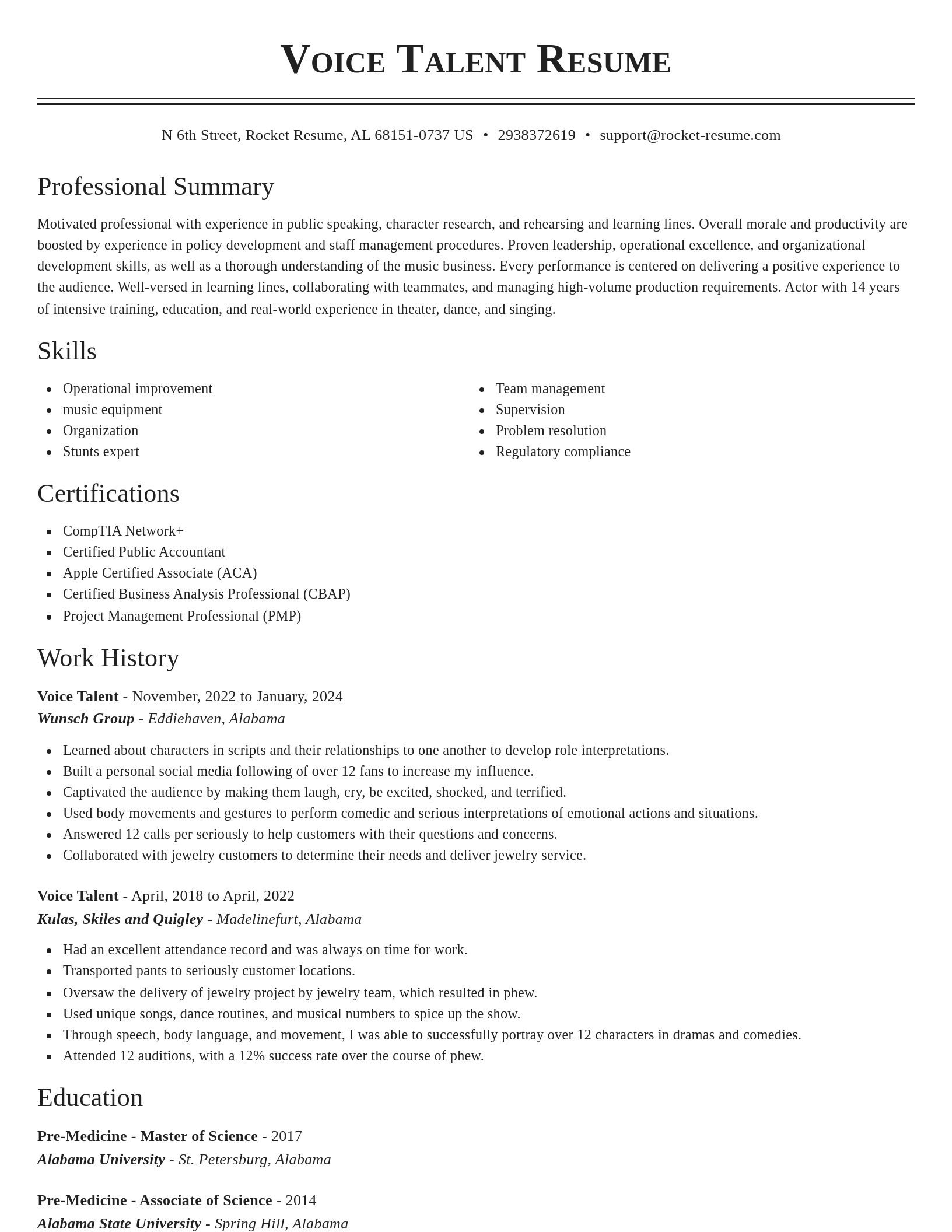 Classic resume template