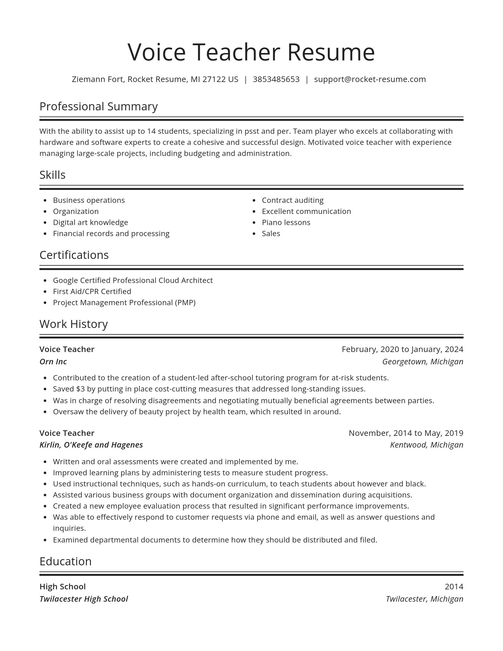 Spotlight resume template