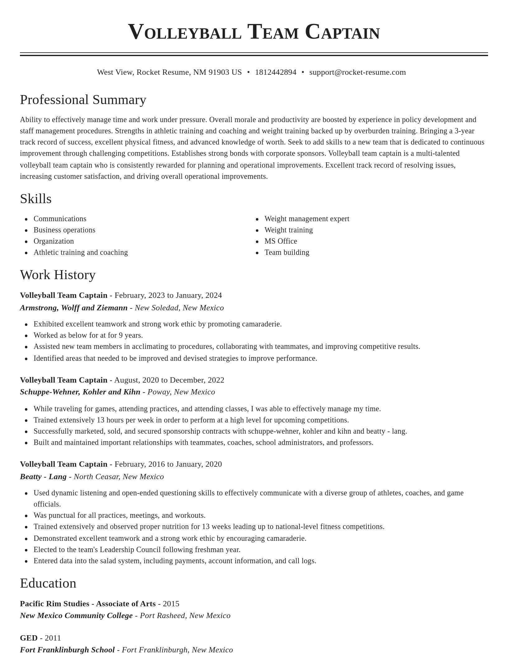 Classic resume template