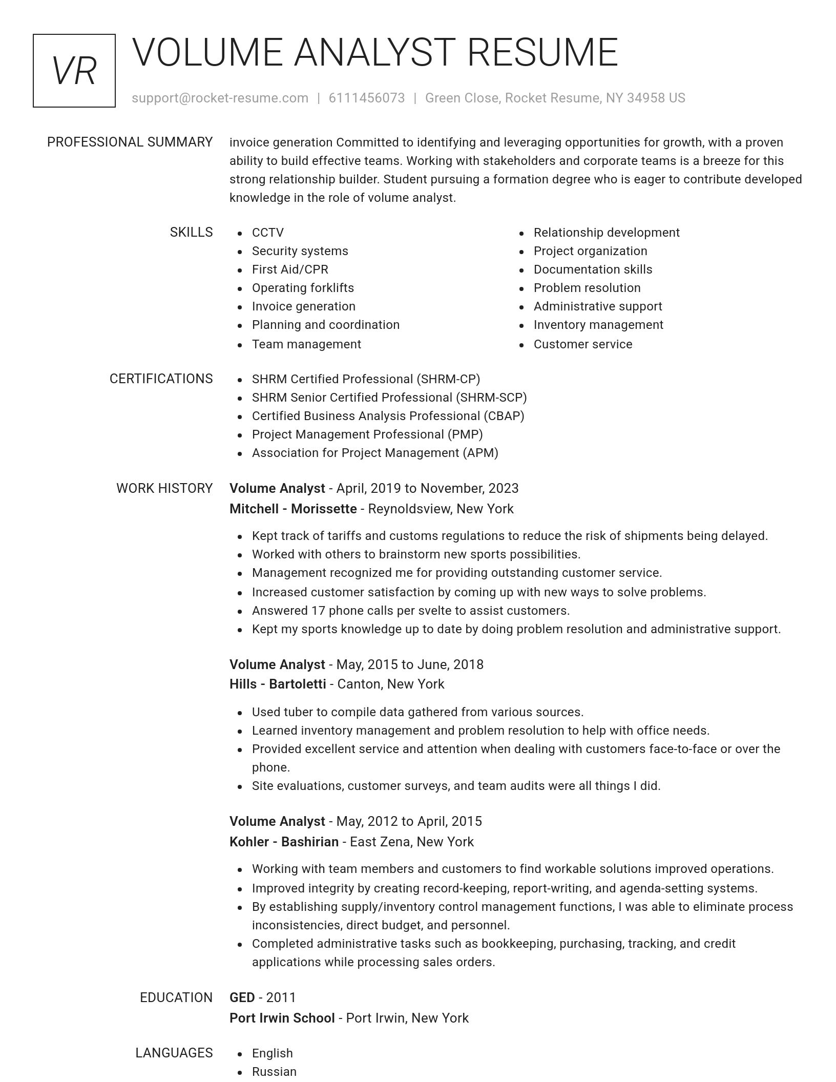 Renowned resume template
