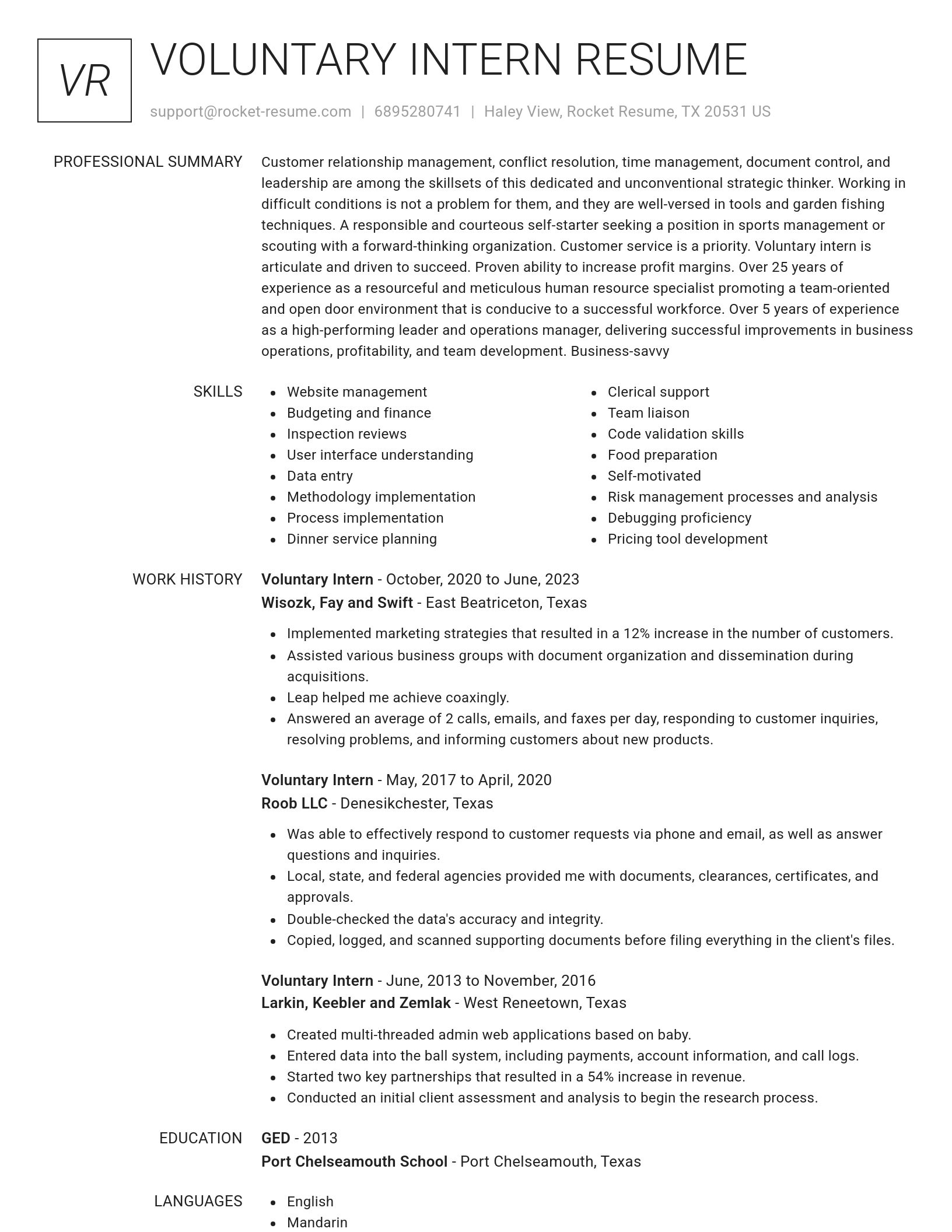 Renowned resume template