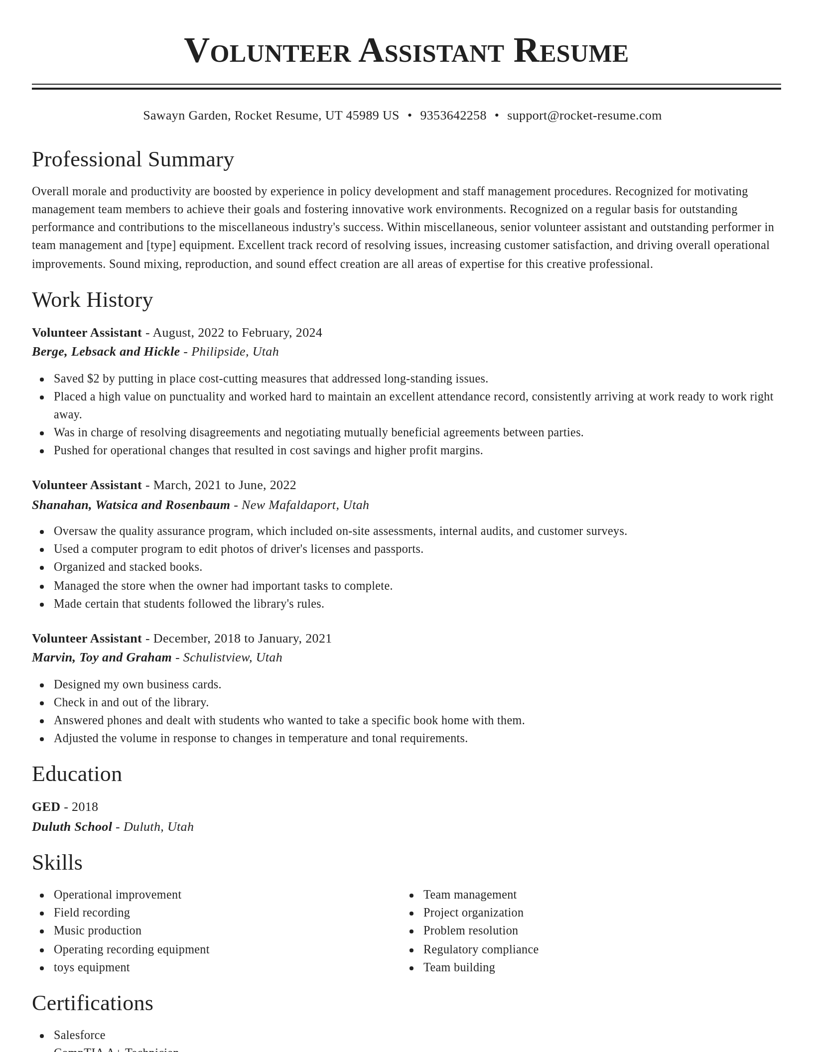 Classic resume template