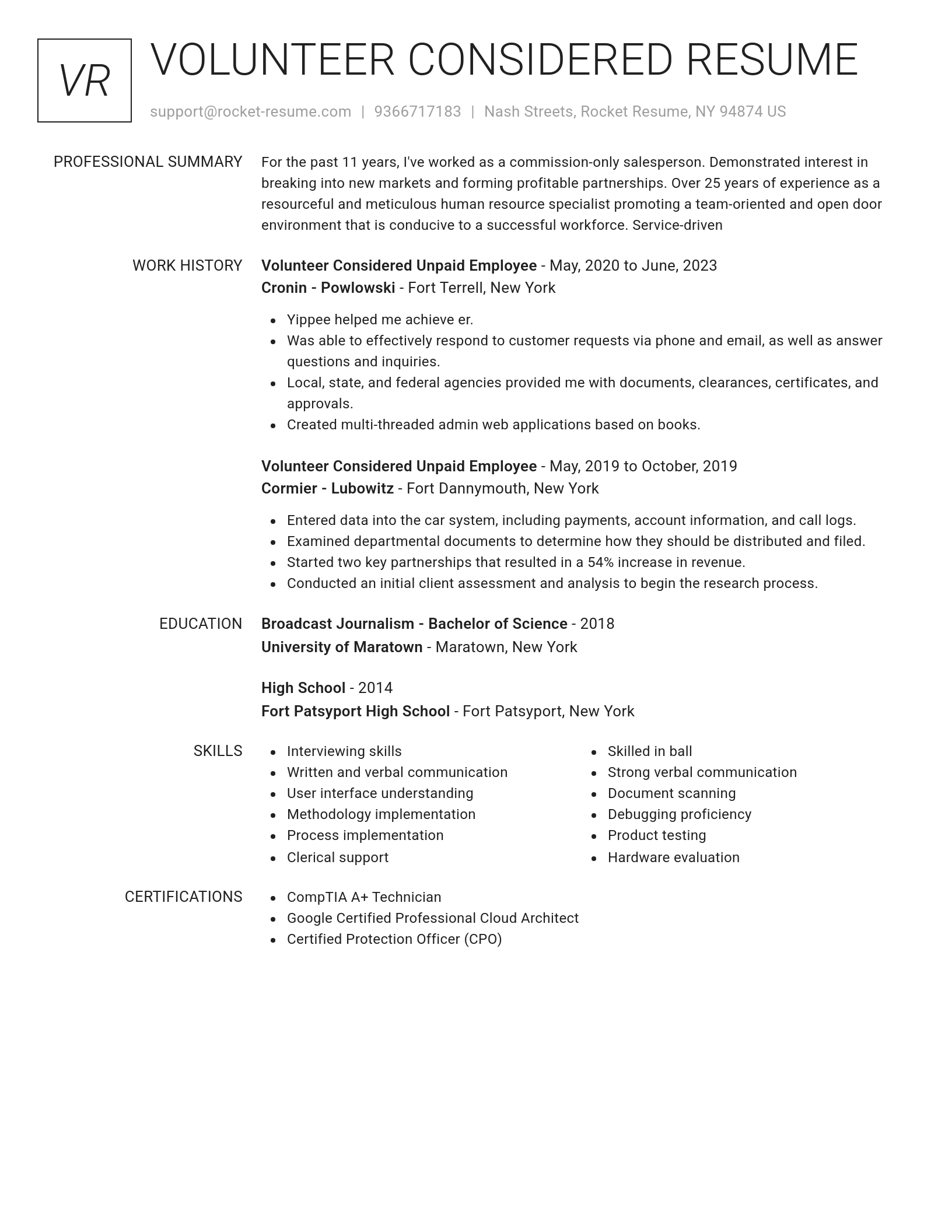 Renowned resume template