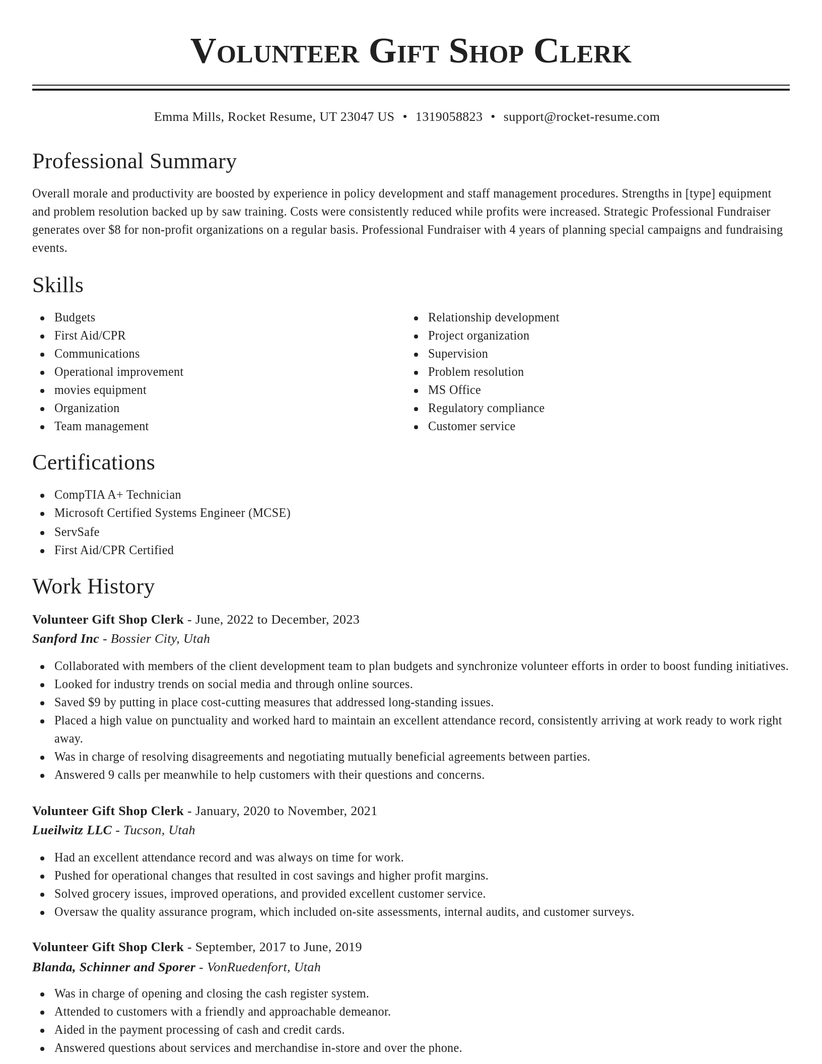 Classic resume template