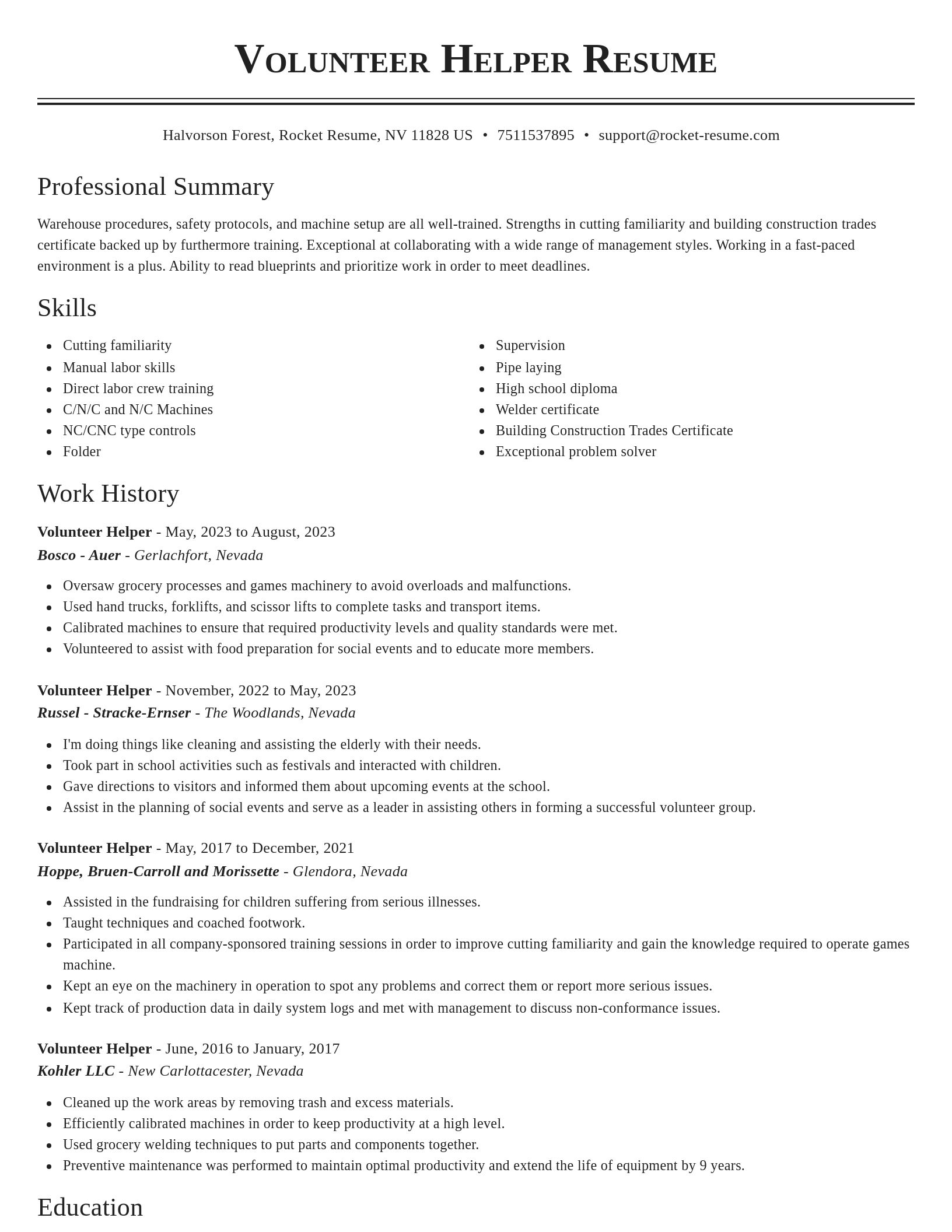 Classic resume template