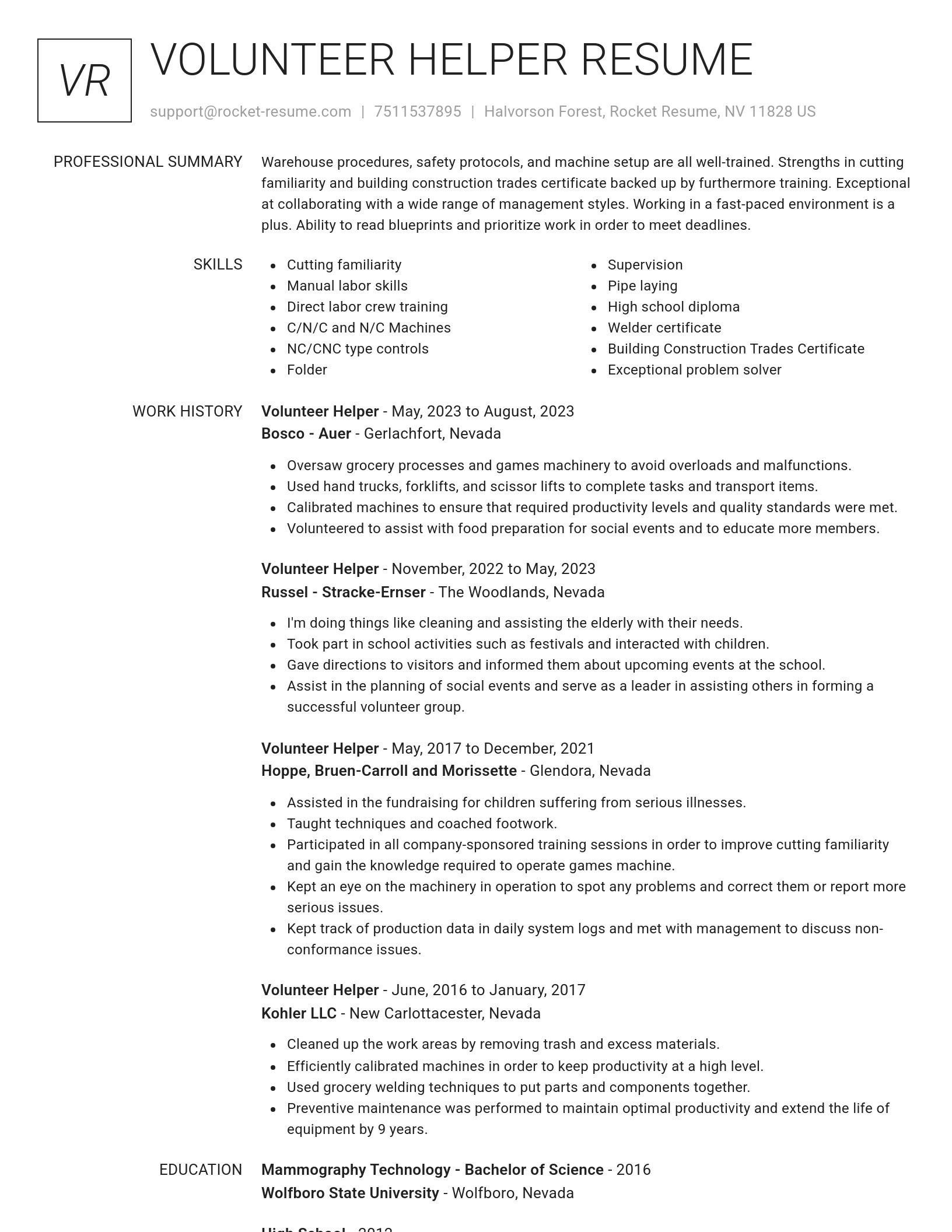 Renowned resume template